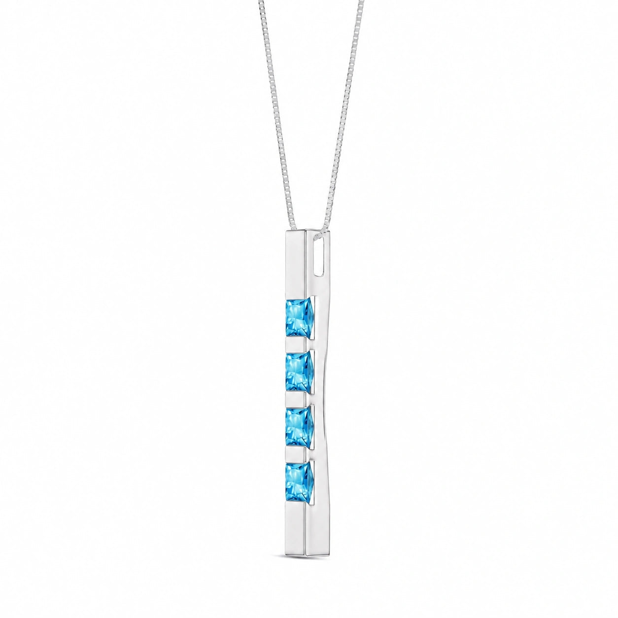 White Gold Eternal Necklace Blue Topaz 10K — Gioconda