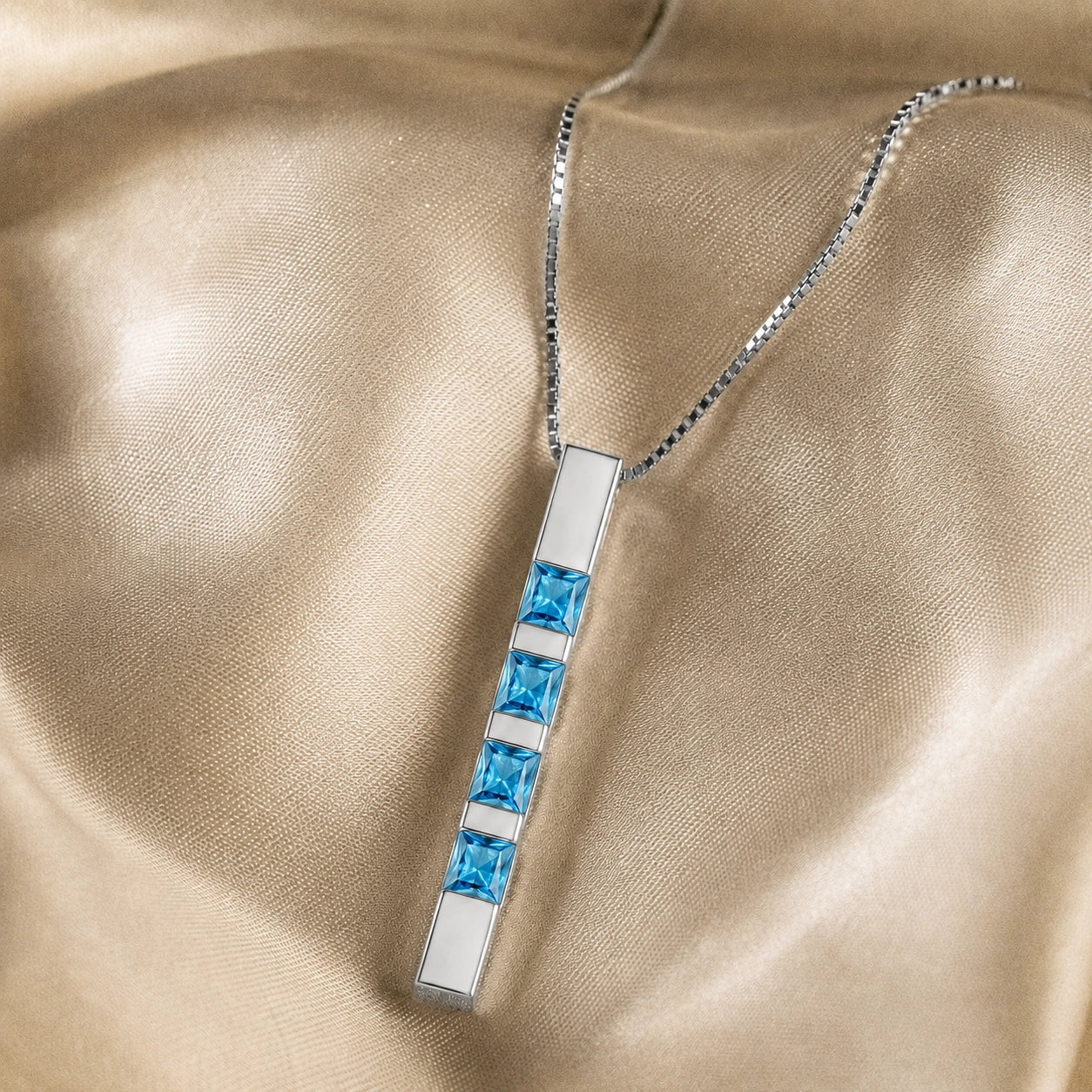 White Gold Eternal Necklace Blue Topaz 10K — Gioconda
