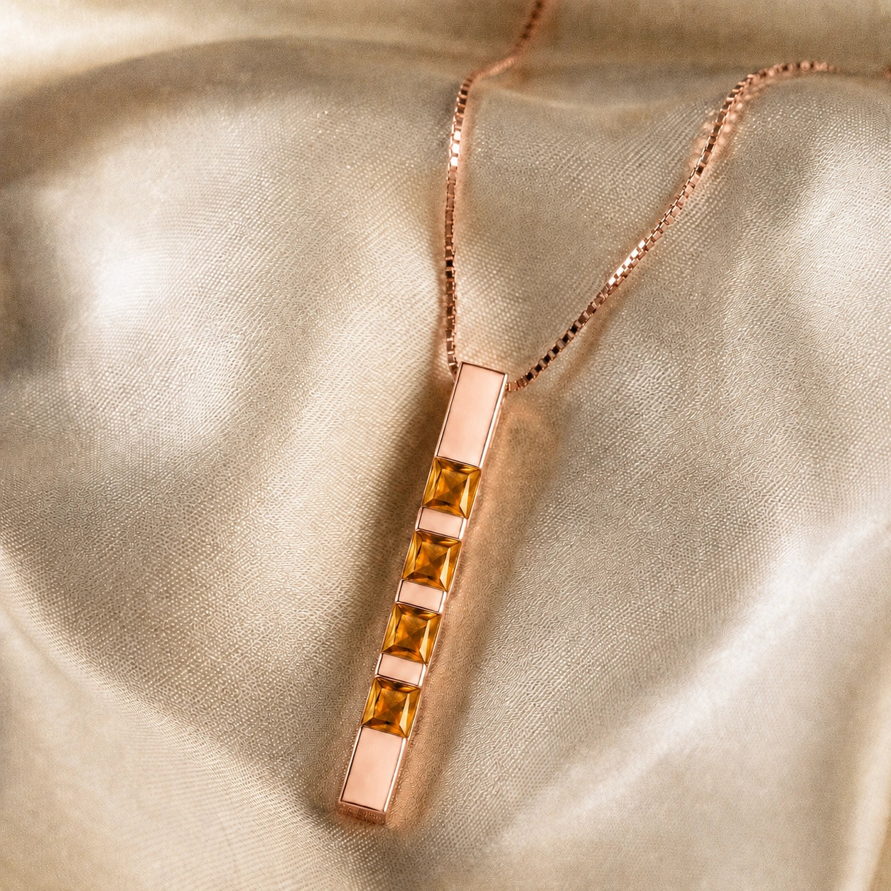 Rose Gold Eternal Necklace Citrine 10K — Gioconda