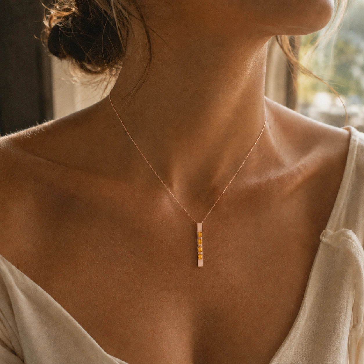 Rose Gold Eternal Necklace Citrine 10K — Gioconda