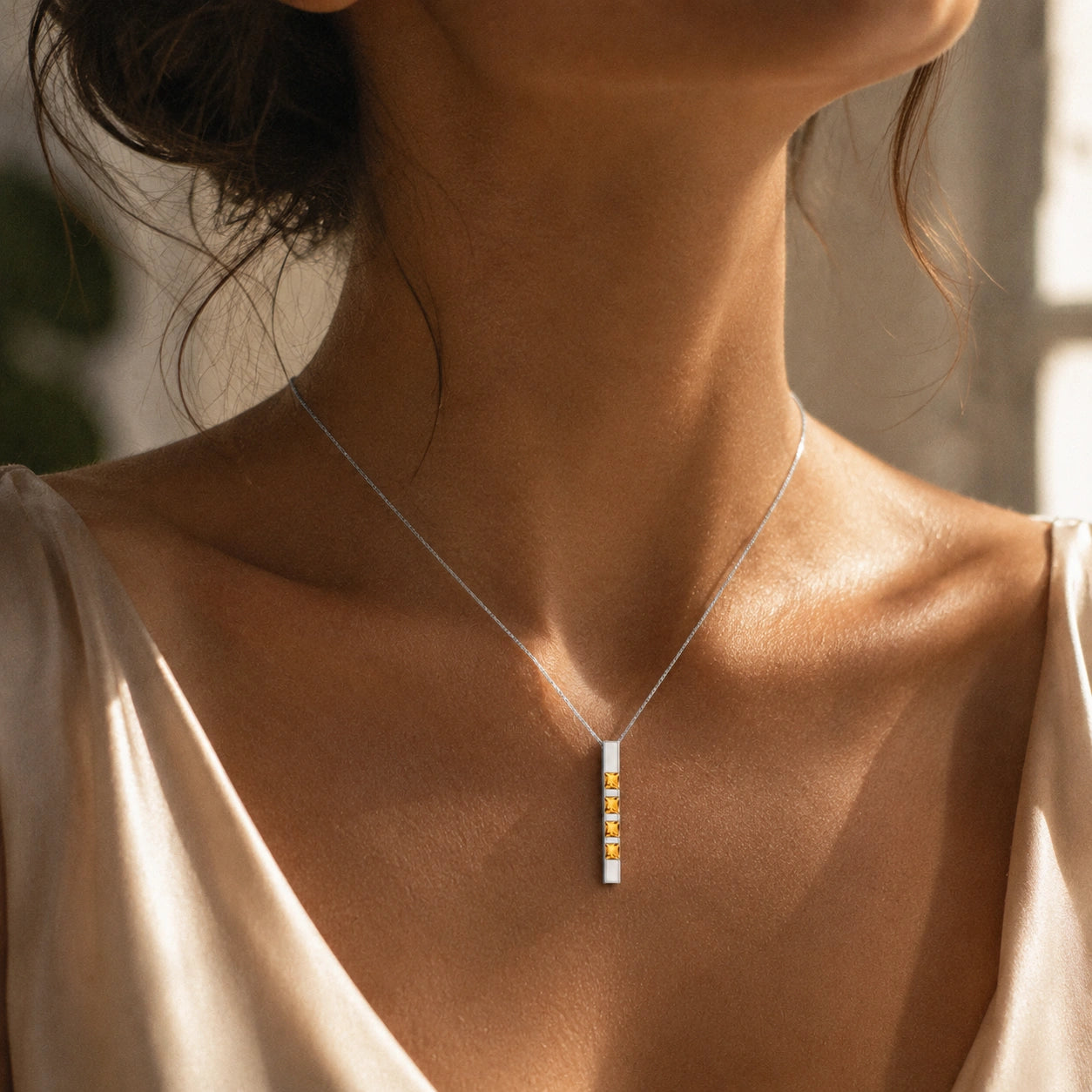White Gold Eternal Necklace Citrine 10K — Gioconda