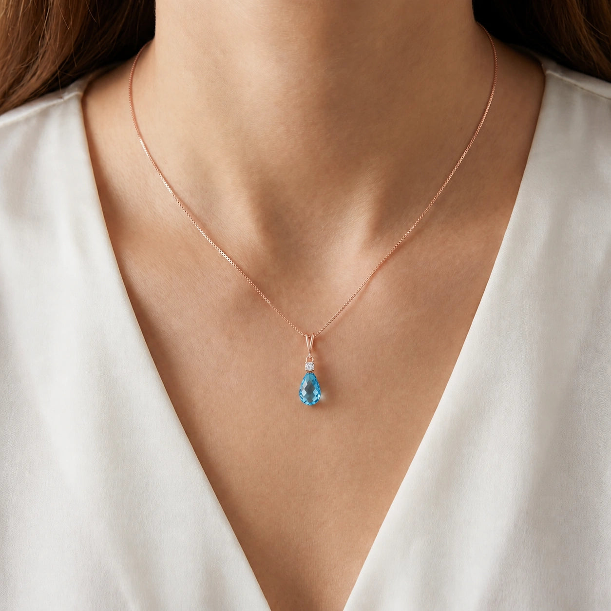 Rose Gold Blue Topaz & Diamond — Genoveva