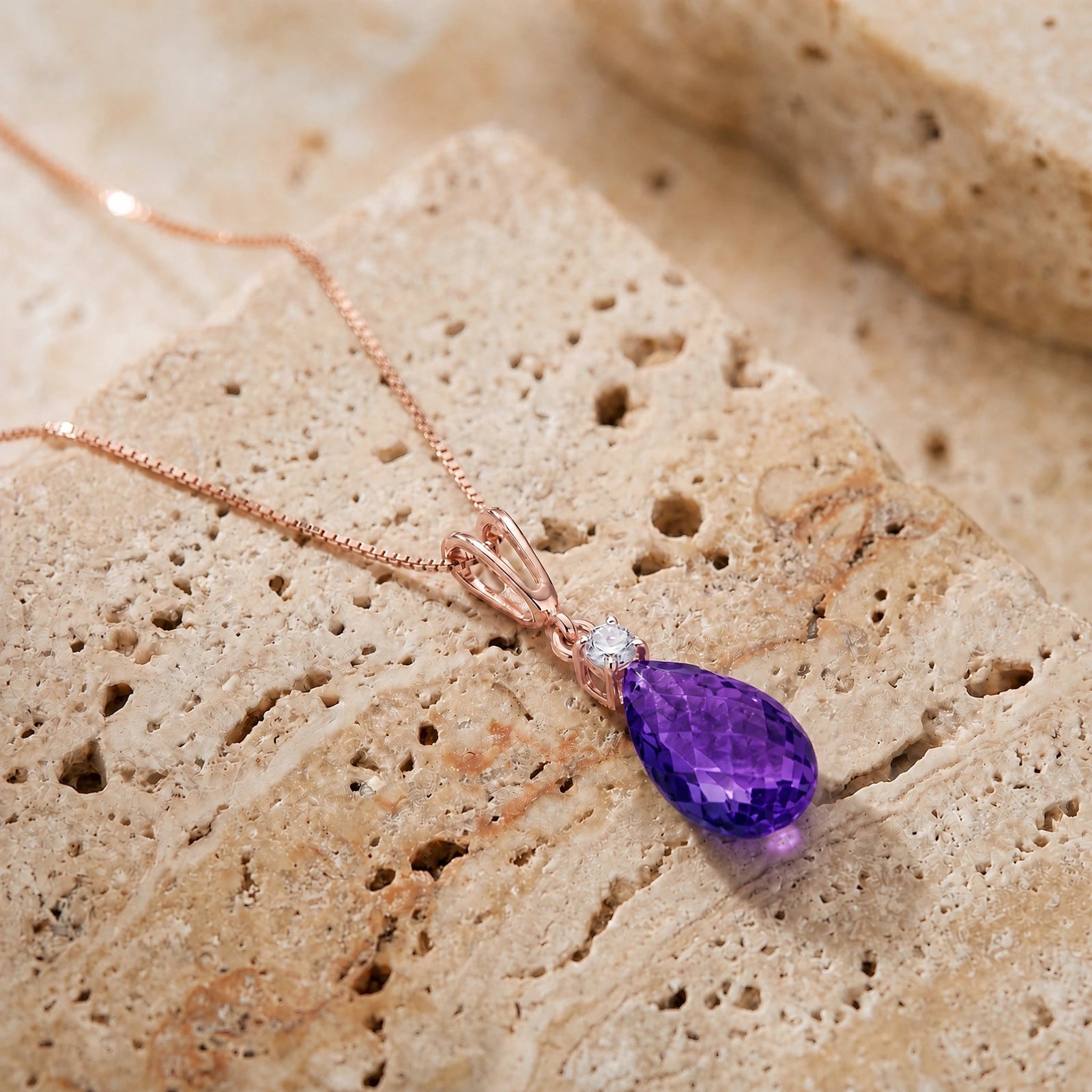 Rose Gold Diamond & Amethyst — Genoveva