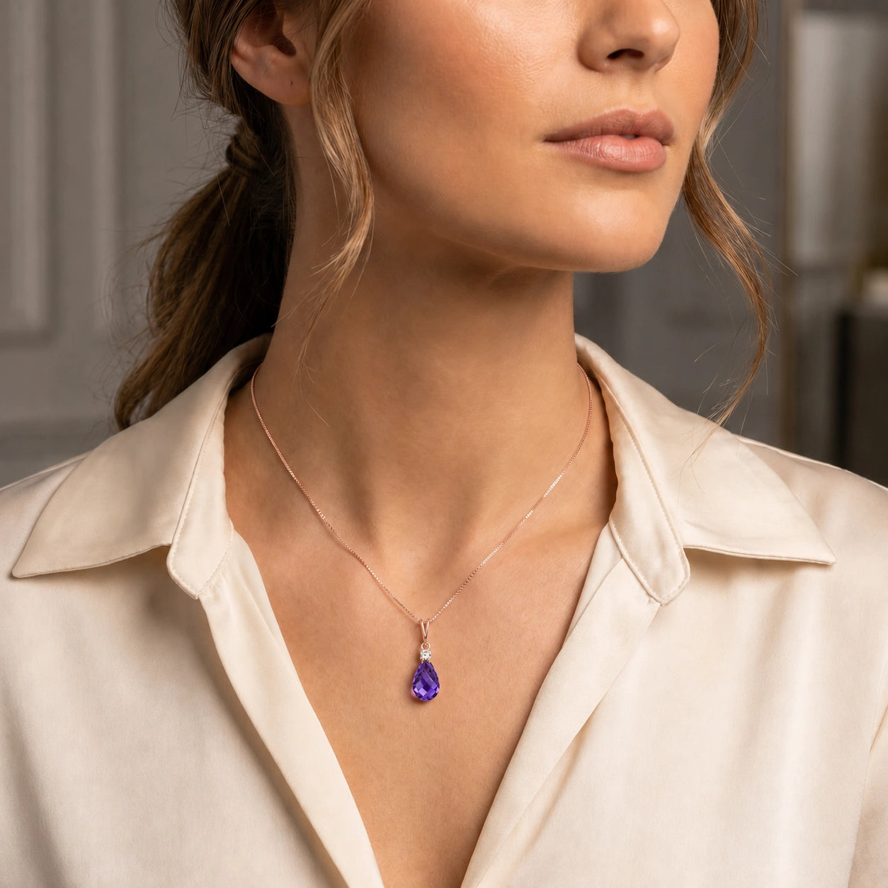 Rose Gold Diamond & Amethyst — Genoveva