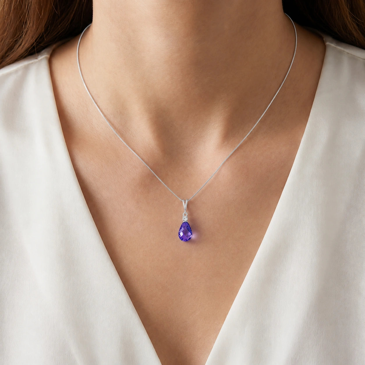 White Gold Diamond & Amethyst — Genoveva