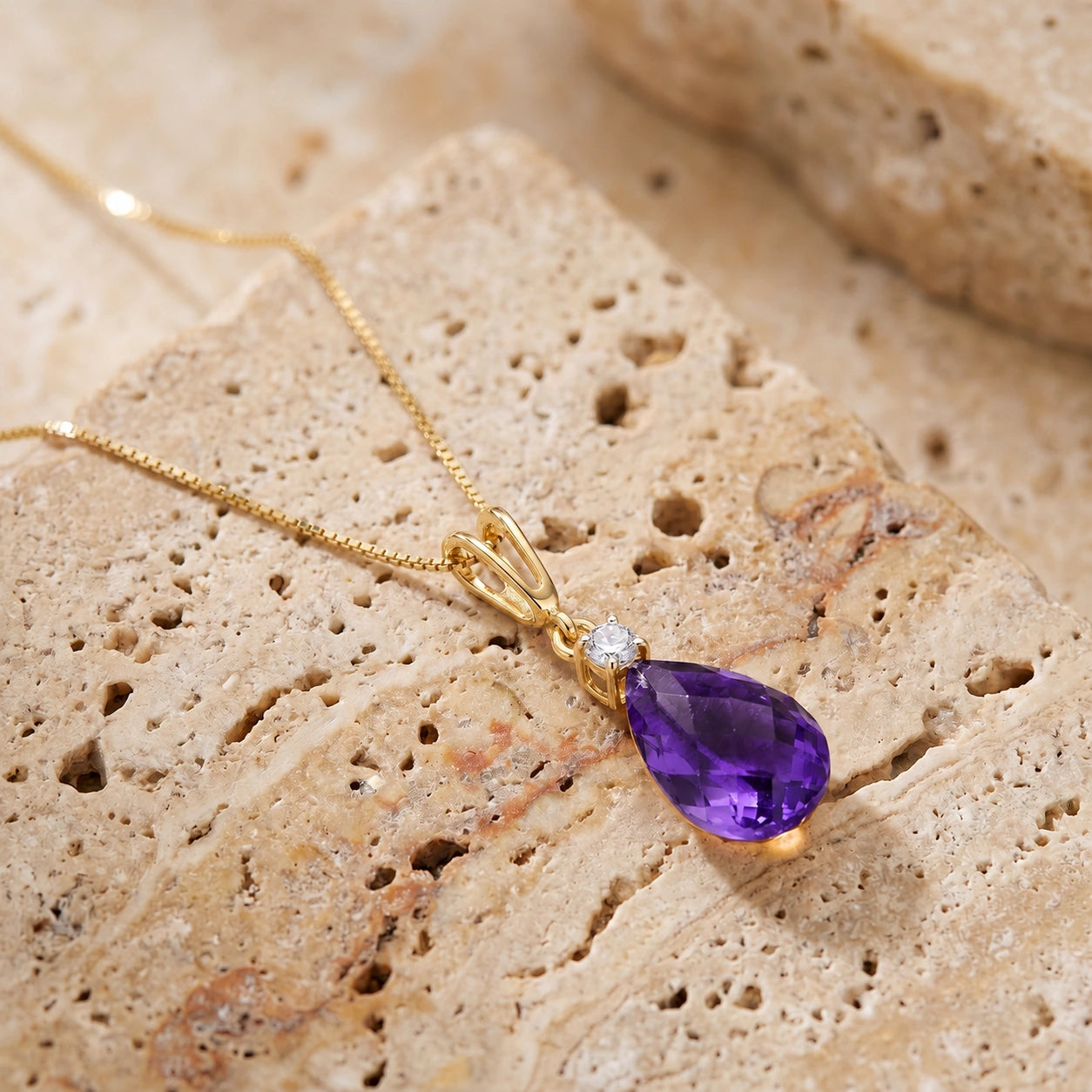 Yellow Gold Diamond & Amethyst — Genoveva