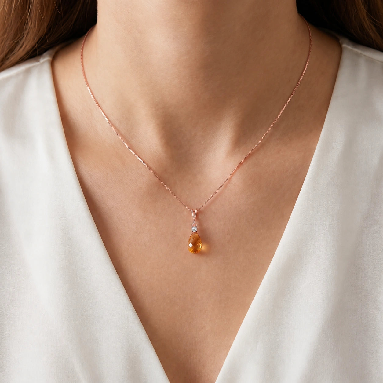 Rose Gold Diamond & Citrine — Genoveva