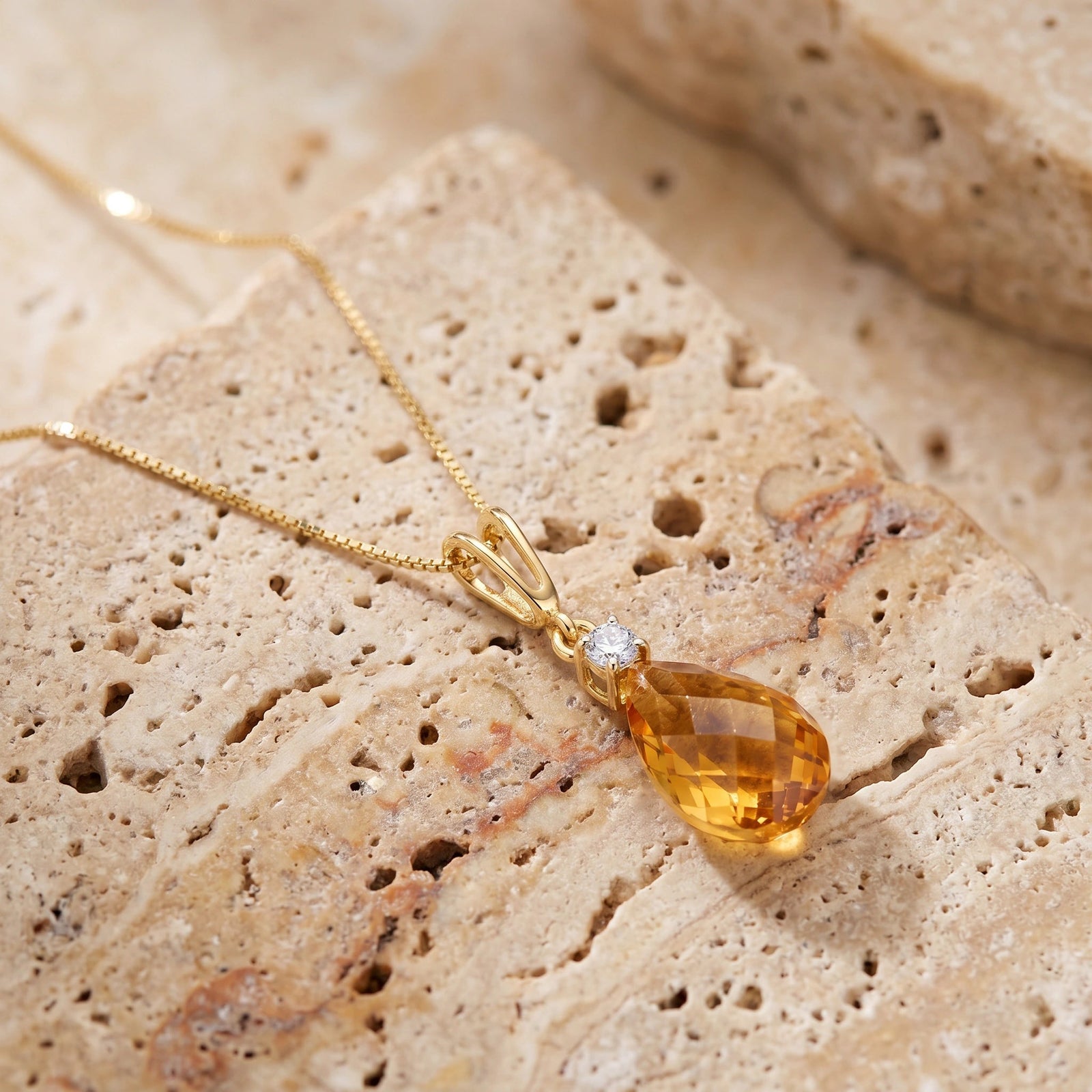 Yellow Gold Diamond & Citrine — Genoveva
