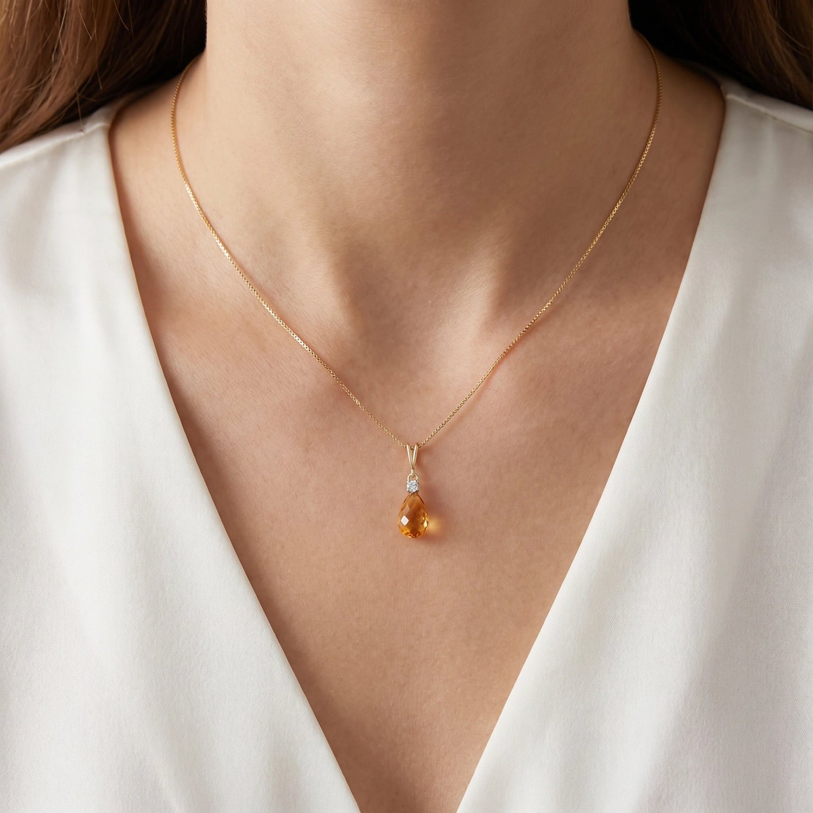 Yellow Gold Diamond & Citrine — Genoveva