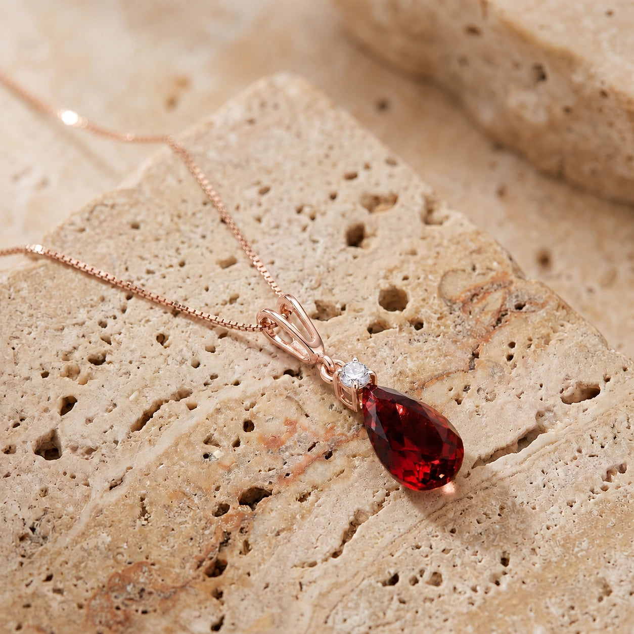 Rose Gold Diamond & Garnet — Genoveva