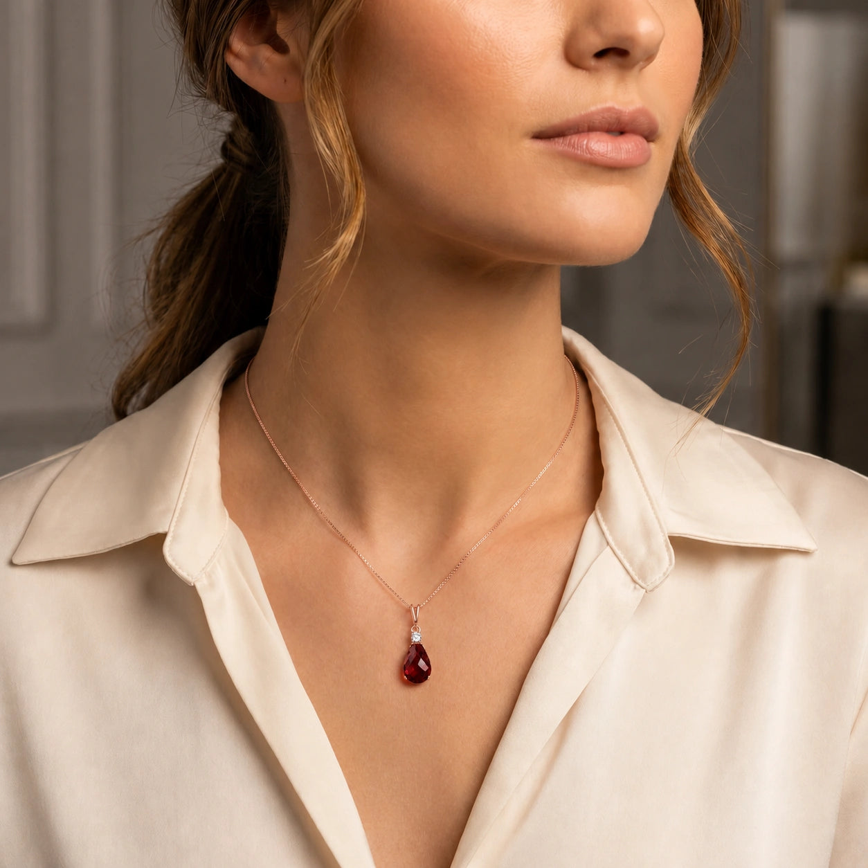 Rose Gold Diamond & Garnet — Genoveva
