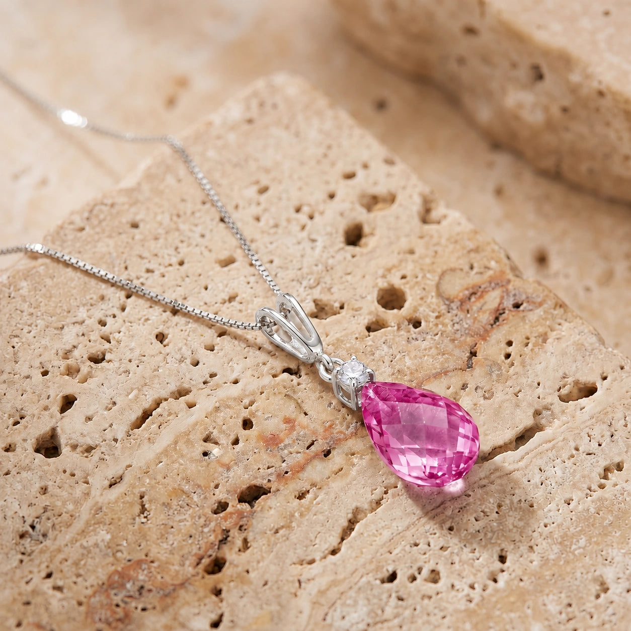 White Gold Diamond & Pink Topaz — Genoveva