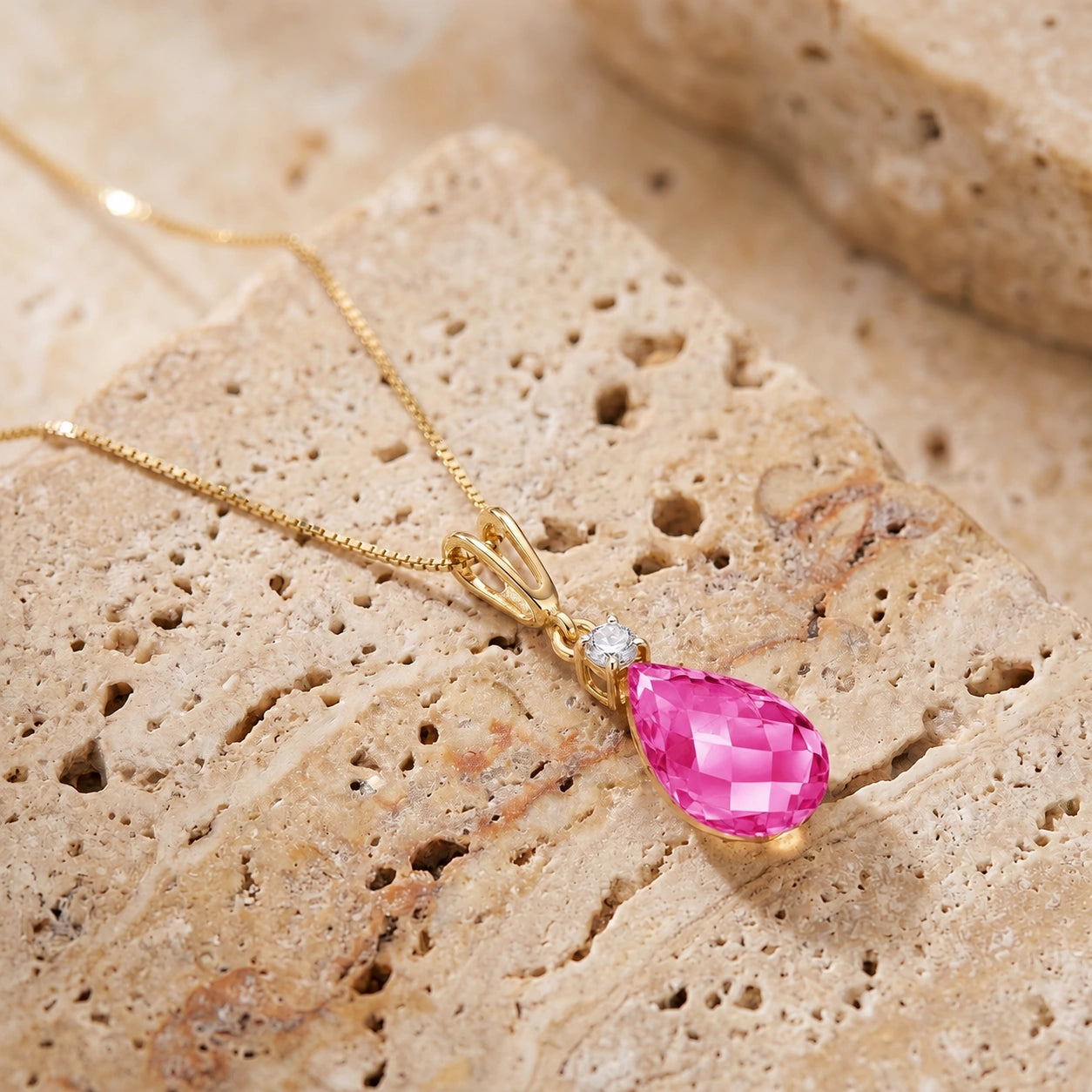 Yellow Gold Diamond & Pink Topaz — Genoveva