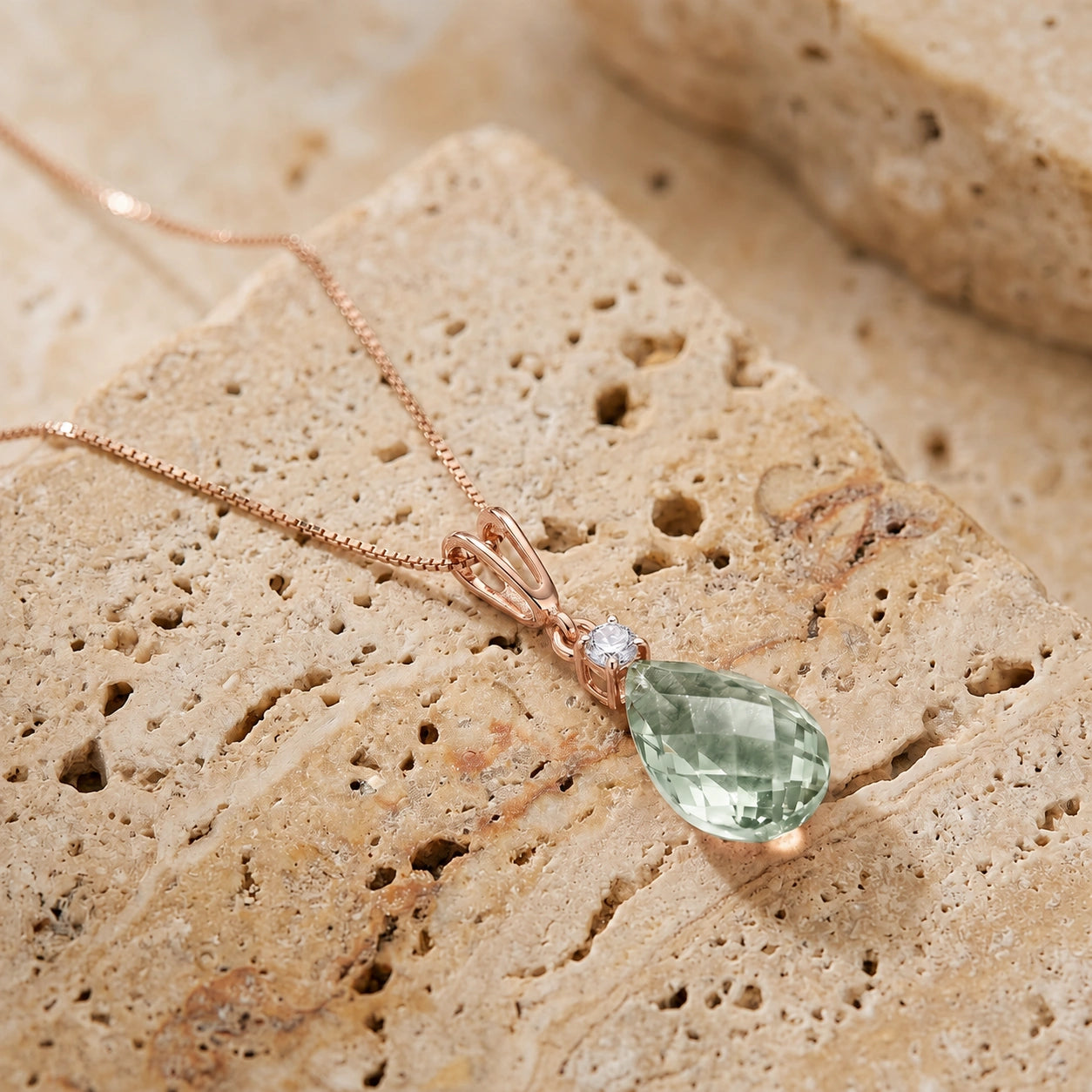 Rose Gold Green Amethyst & Diamond — Genoveva