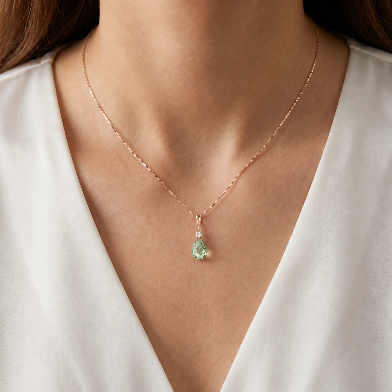 Rose Gold Green Amethyst & Diamond — Genoveva