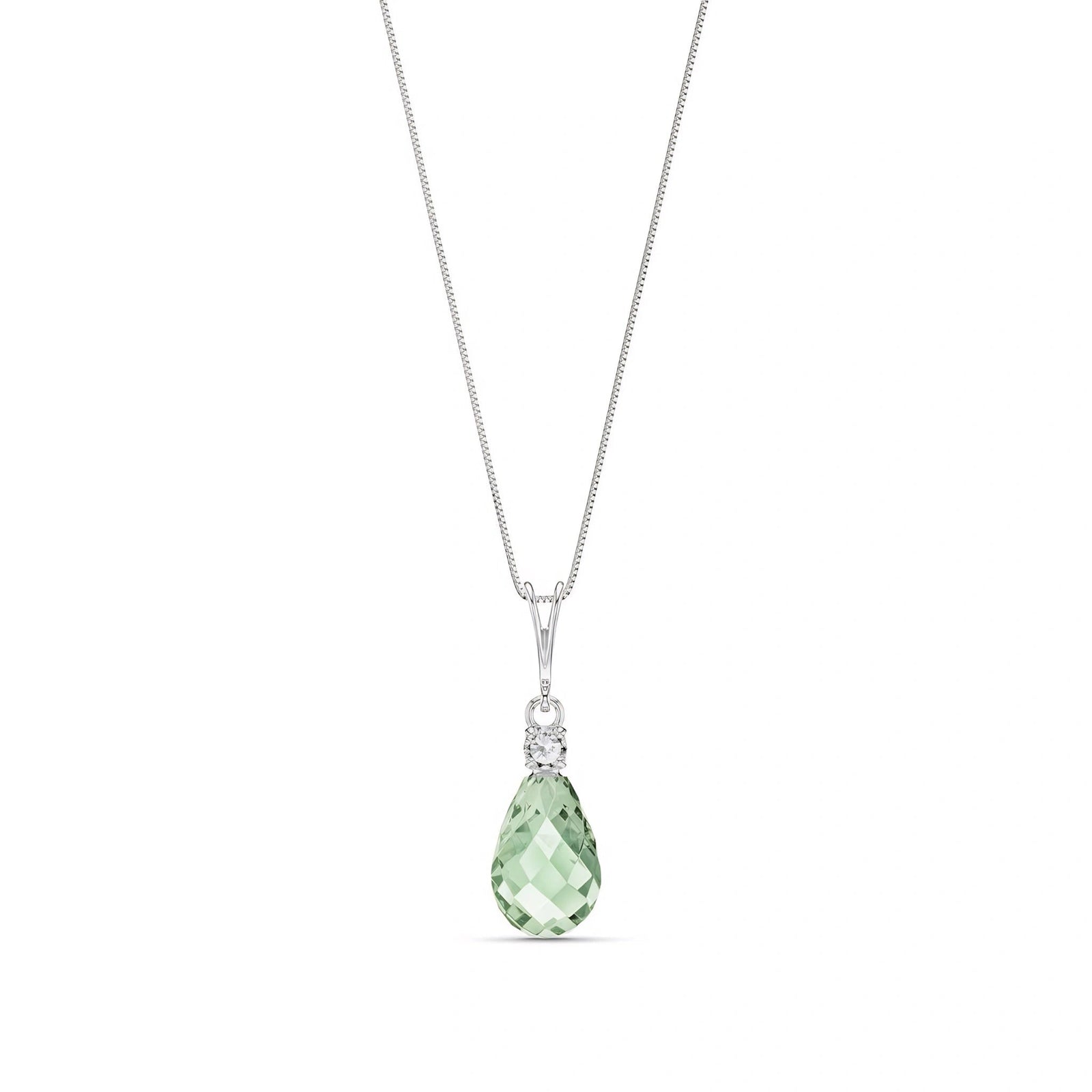 White Gold Green Amethyst & Diamond — Genoveva