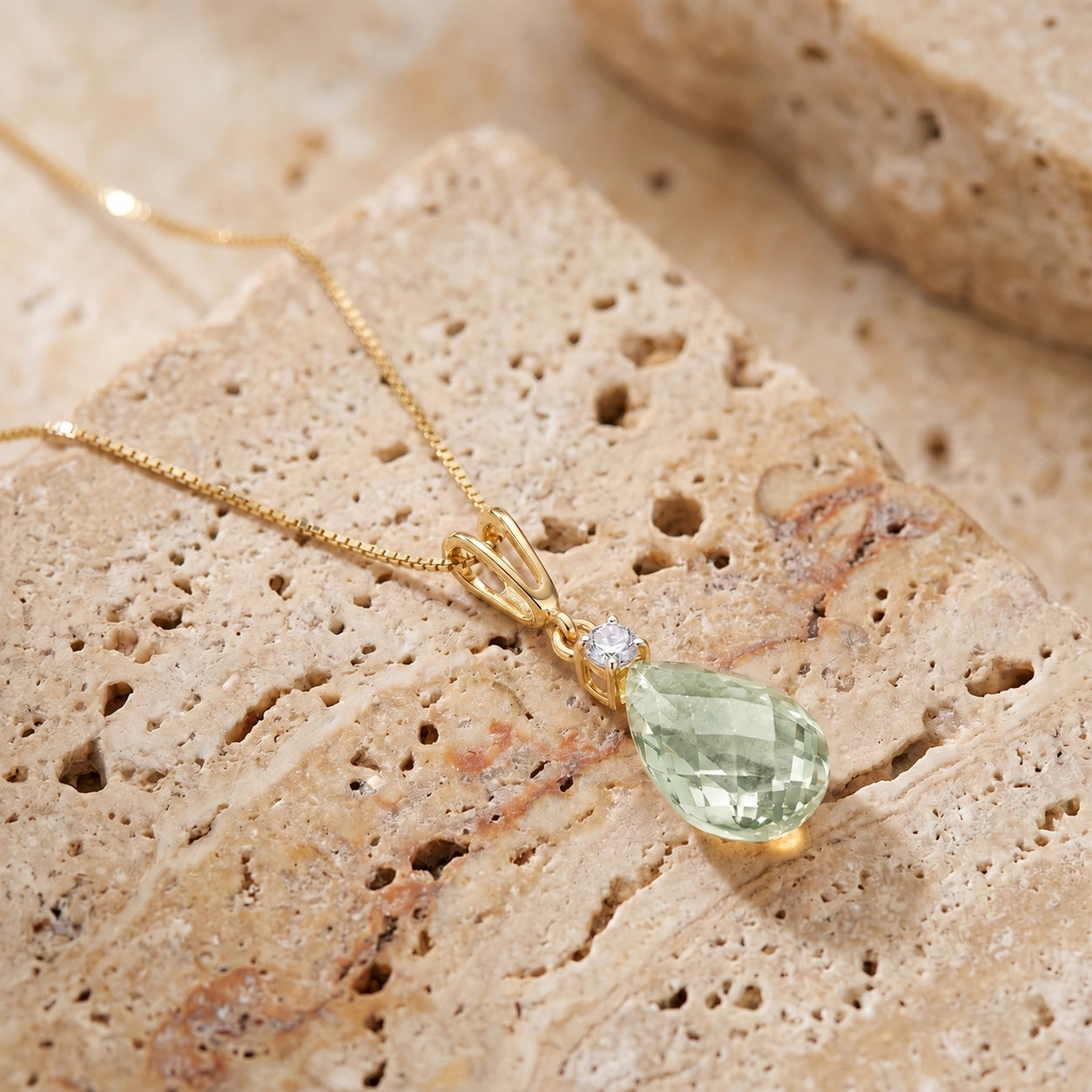 Yellow Gold Green Amethyst & Diamond — Genoveva