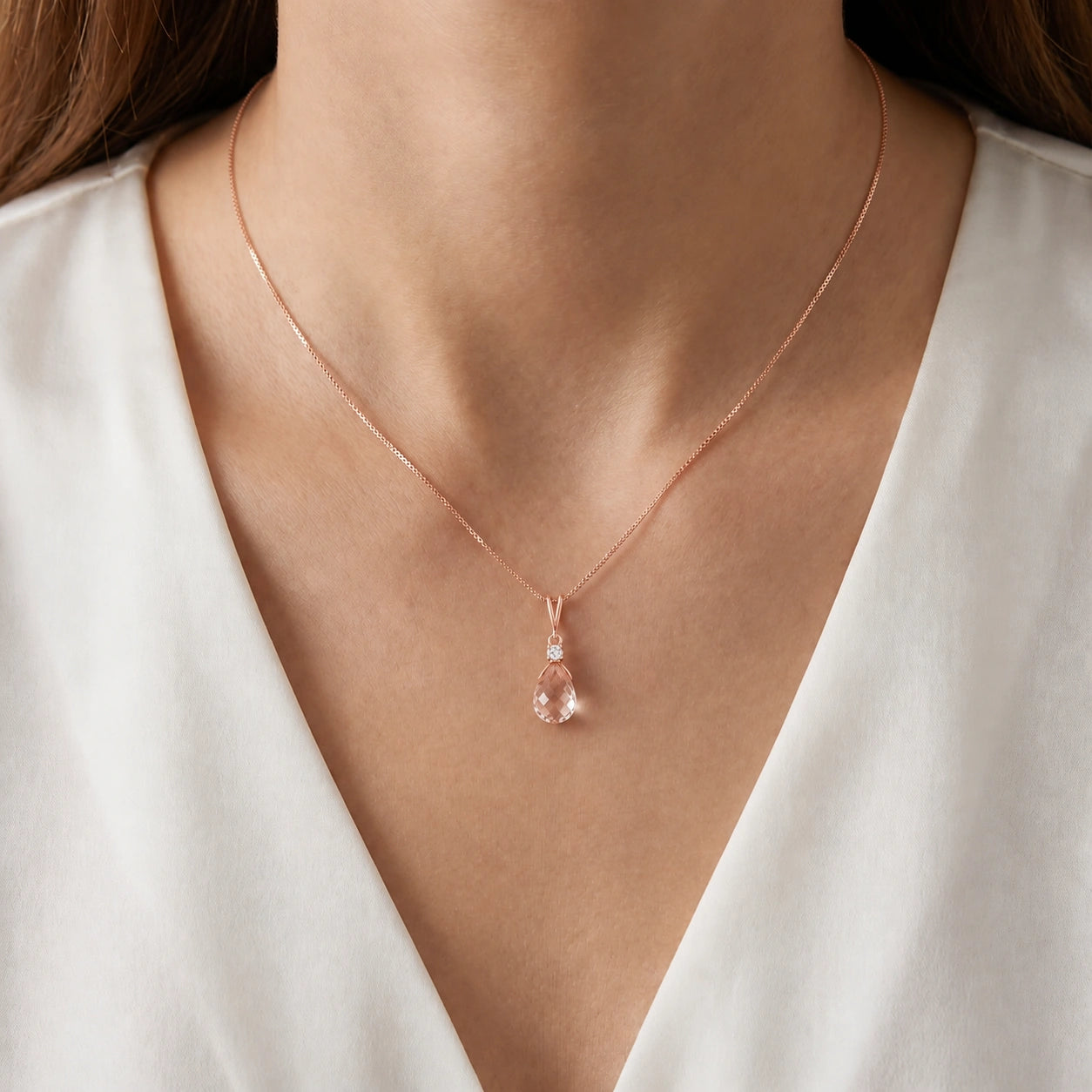 Rose Gold White Topaz & Diamond — Genoveva