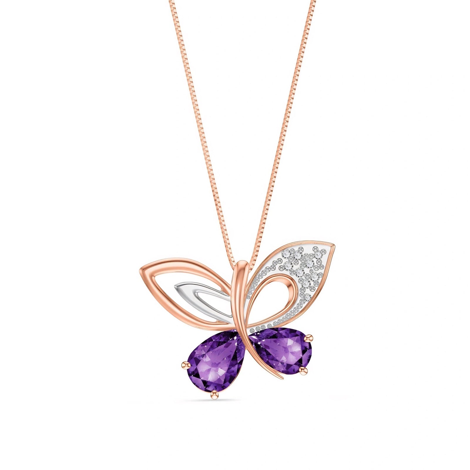 Rose Gold Classic Pendant Necklace Amethyst 10K — Fedora
