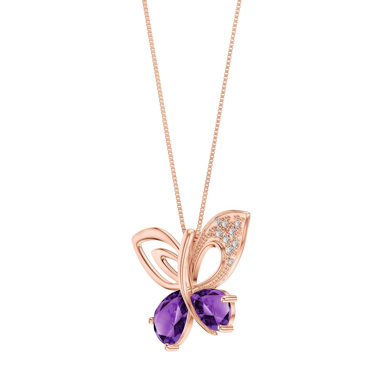 Rose Gold Classic Pendant Necklace Amethyst 10K — Fedora