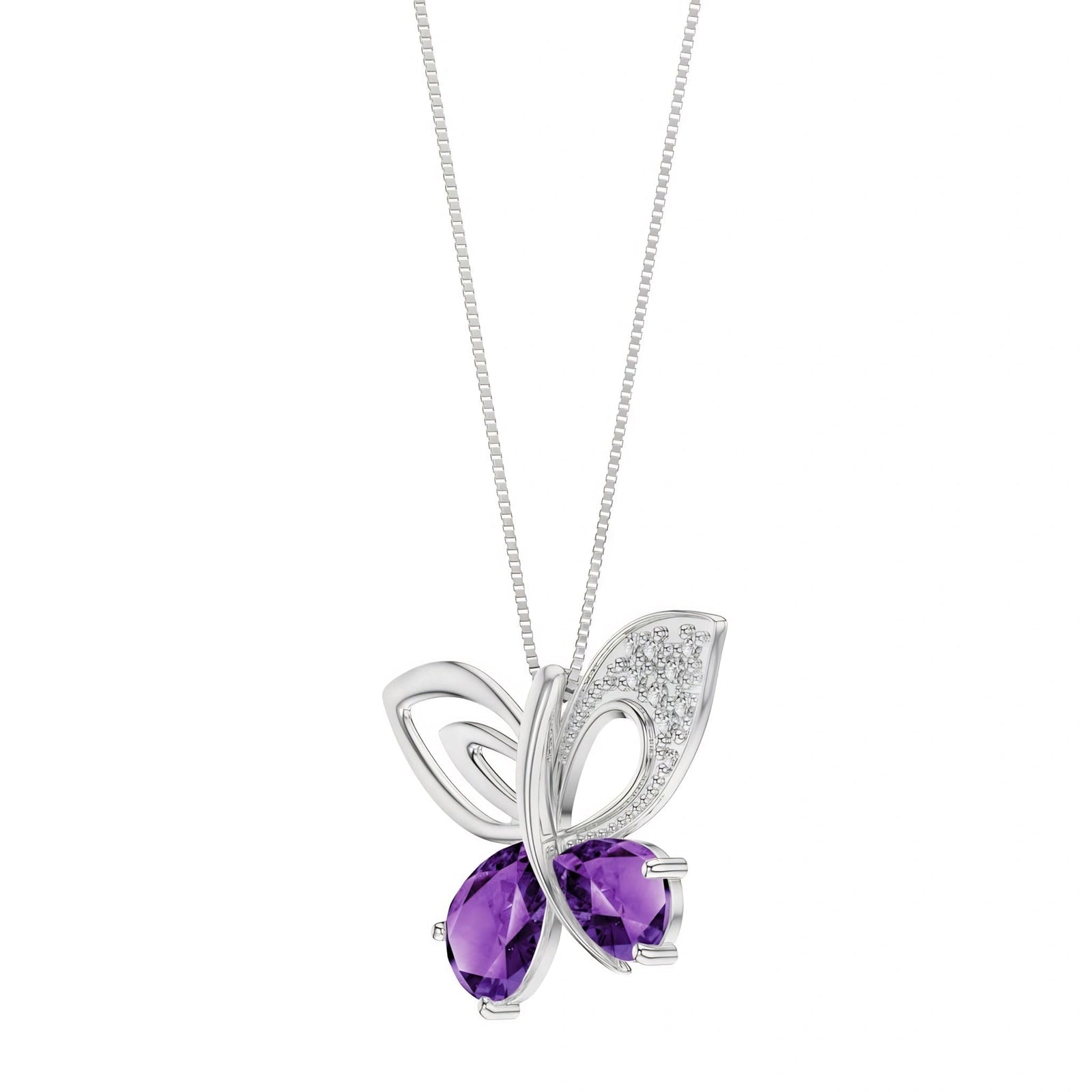 White Gold Classic Pendant Necklace Amethyst 10K — Fedora