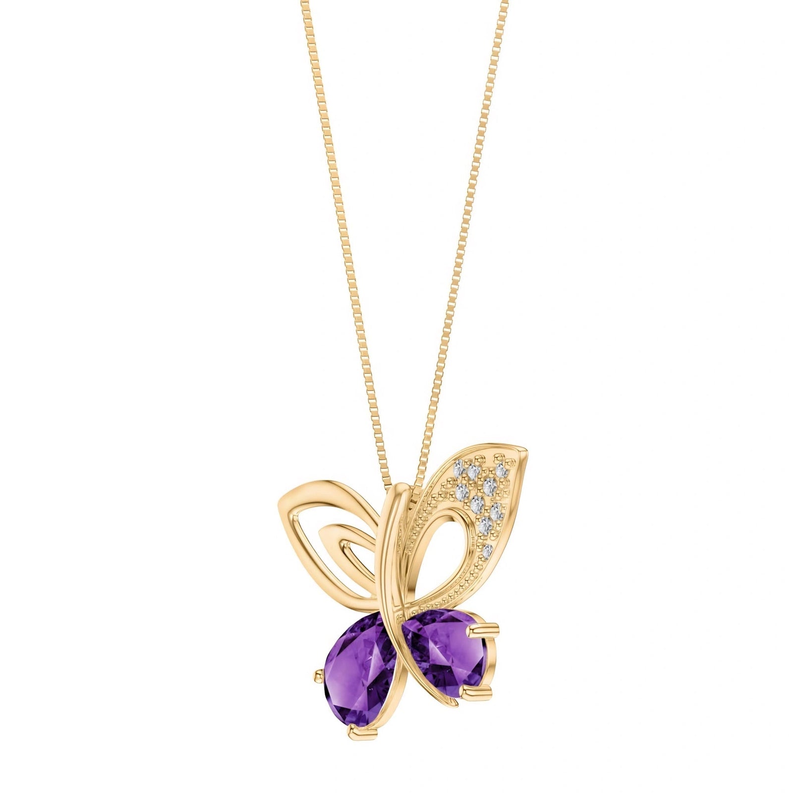 Yellow Gold Classic Pendant Necklace Amethyst 10K — Fedora