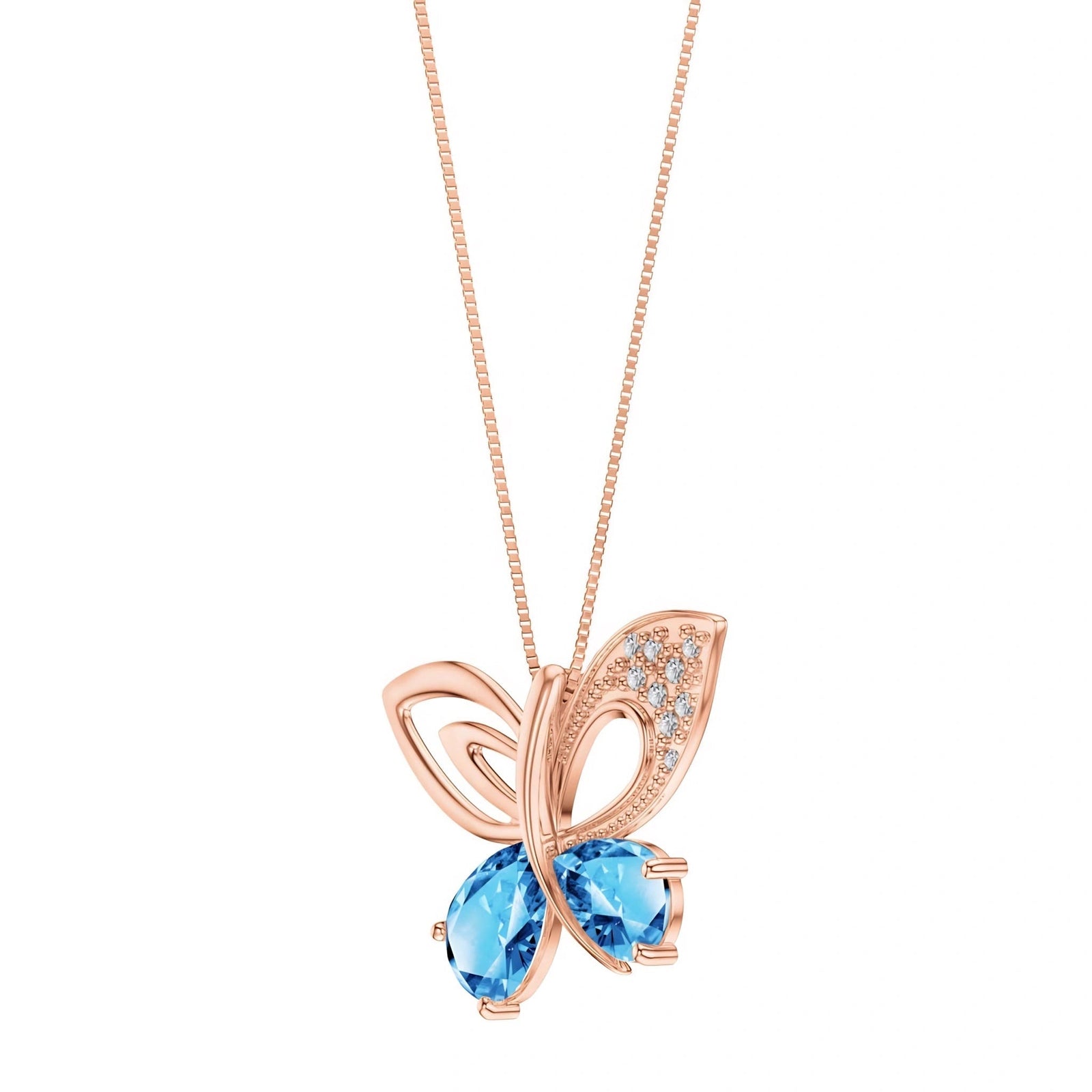 Rose Gold Classic Pendant Necklace Blue Topaz 10K — Fedora