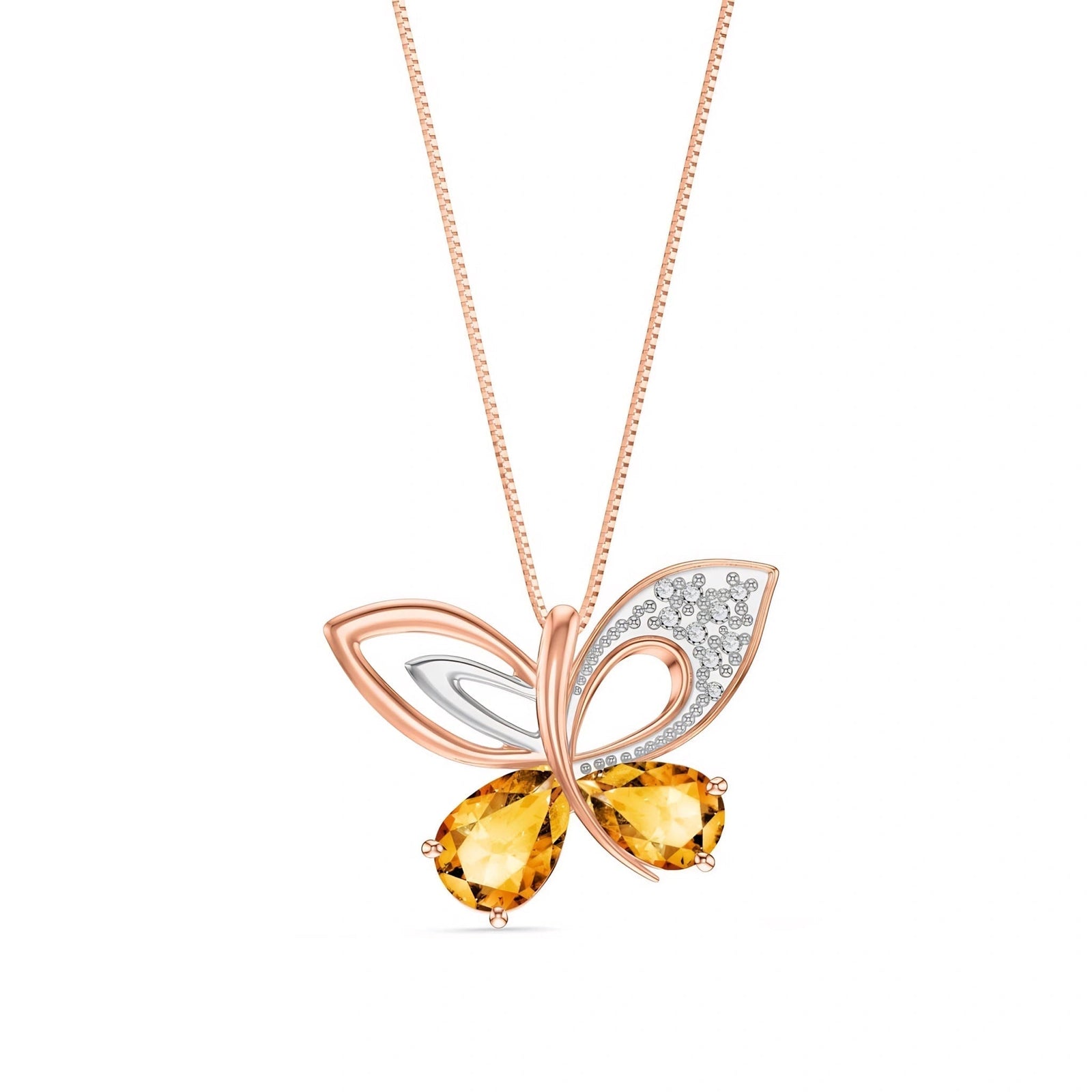 Rose Gold Classic Pendant Necklace Citrine 10K — Fedora