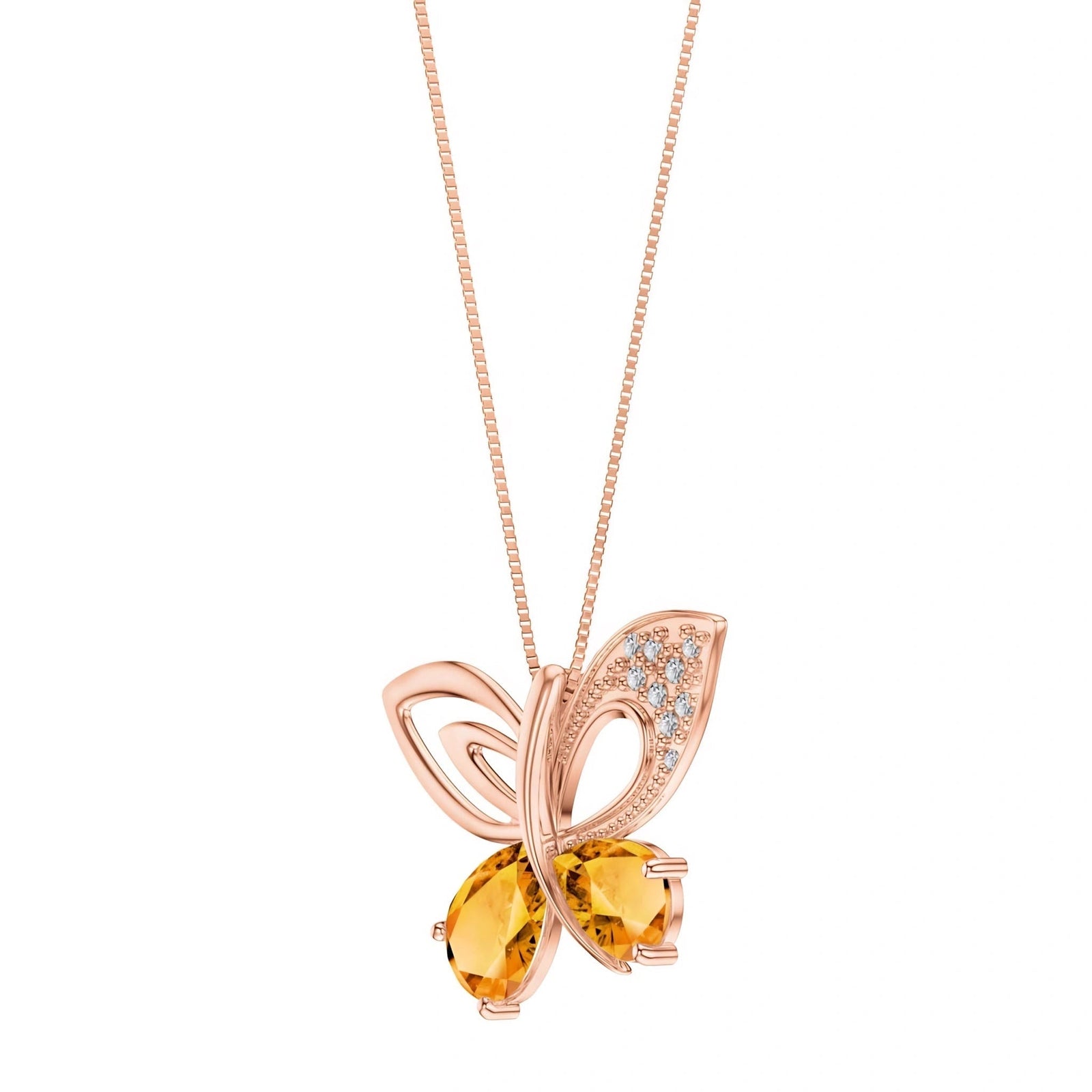 Rose Gold Classic Pendant Necklace Citrine 10K — Fedora