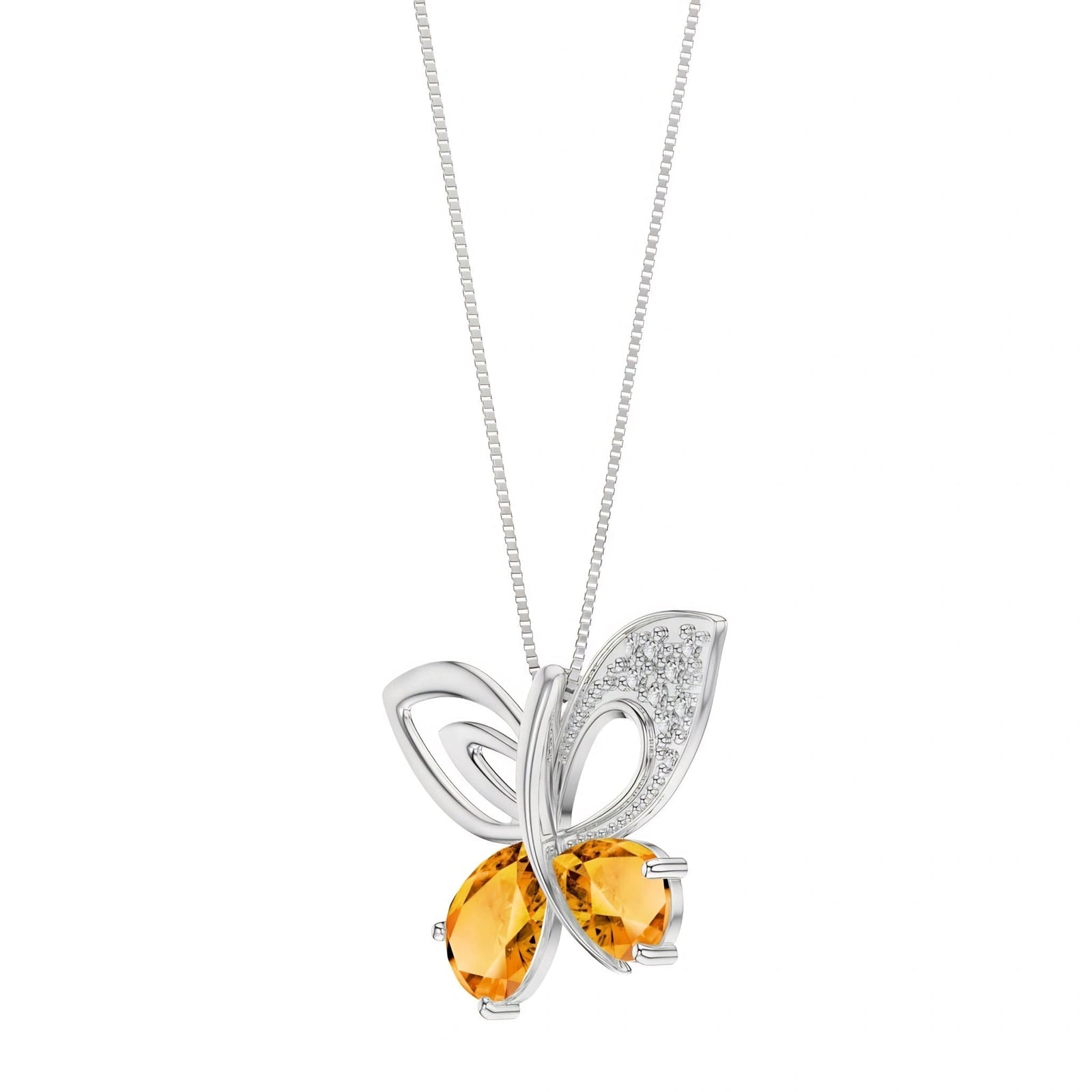 White Gold Classic Pendant Necklace Citrine 10K — Fedora