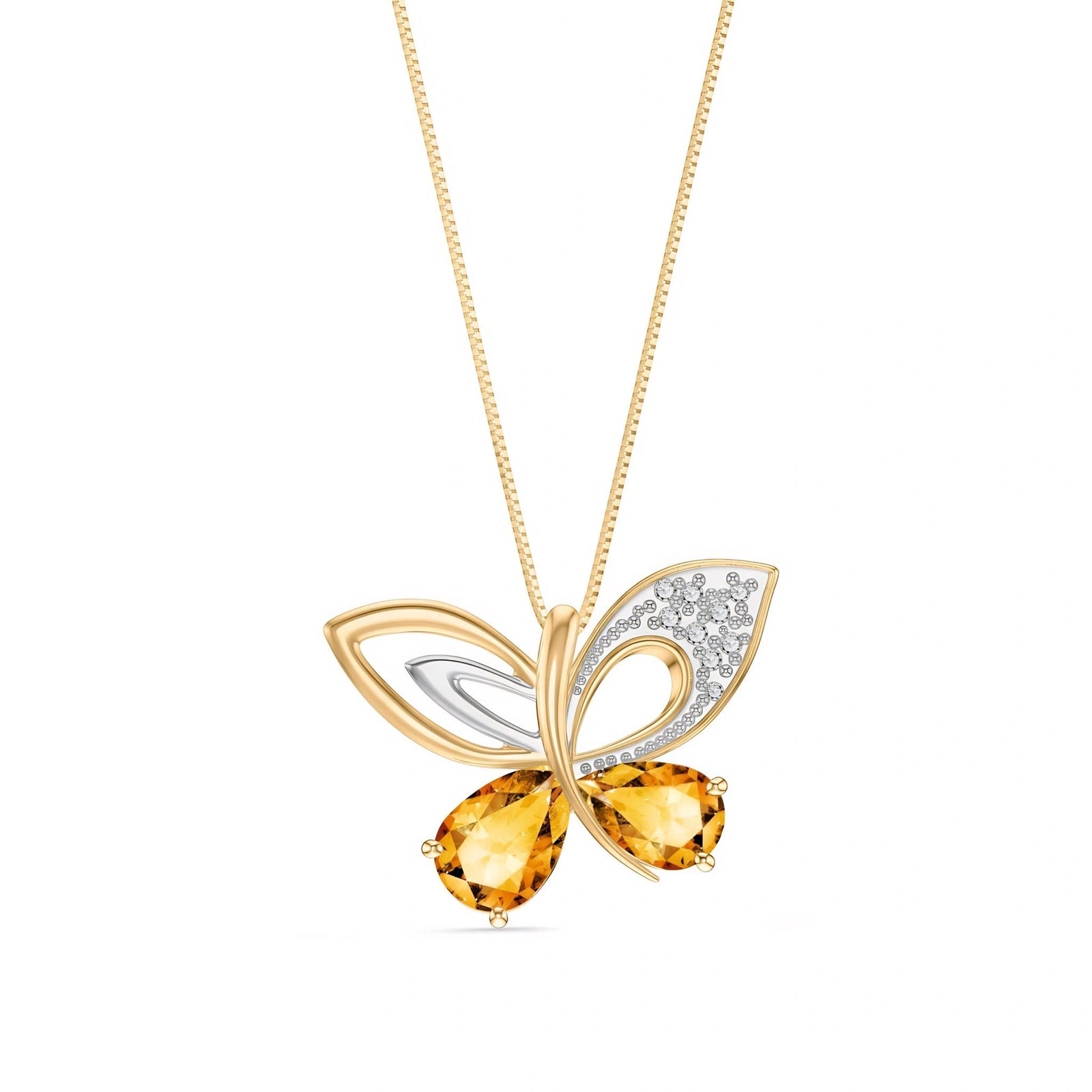 Yellow Gold Classic Pendant Necklace Citrine 10K — Fedora