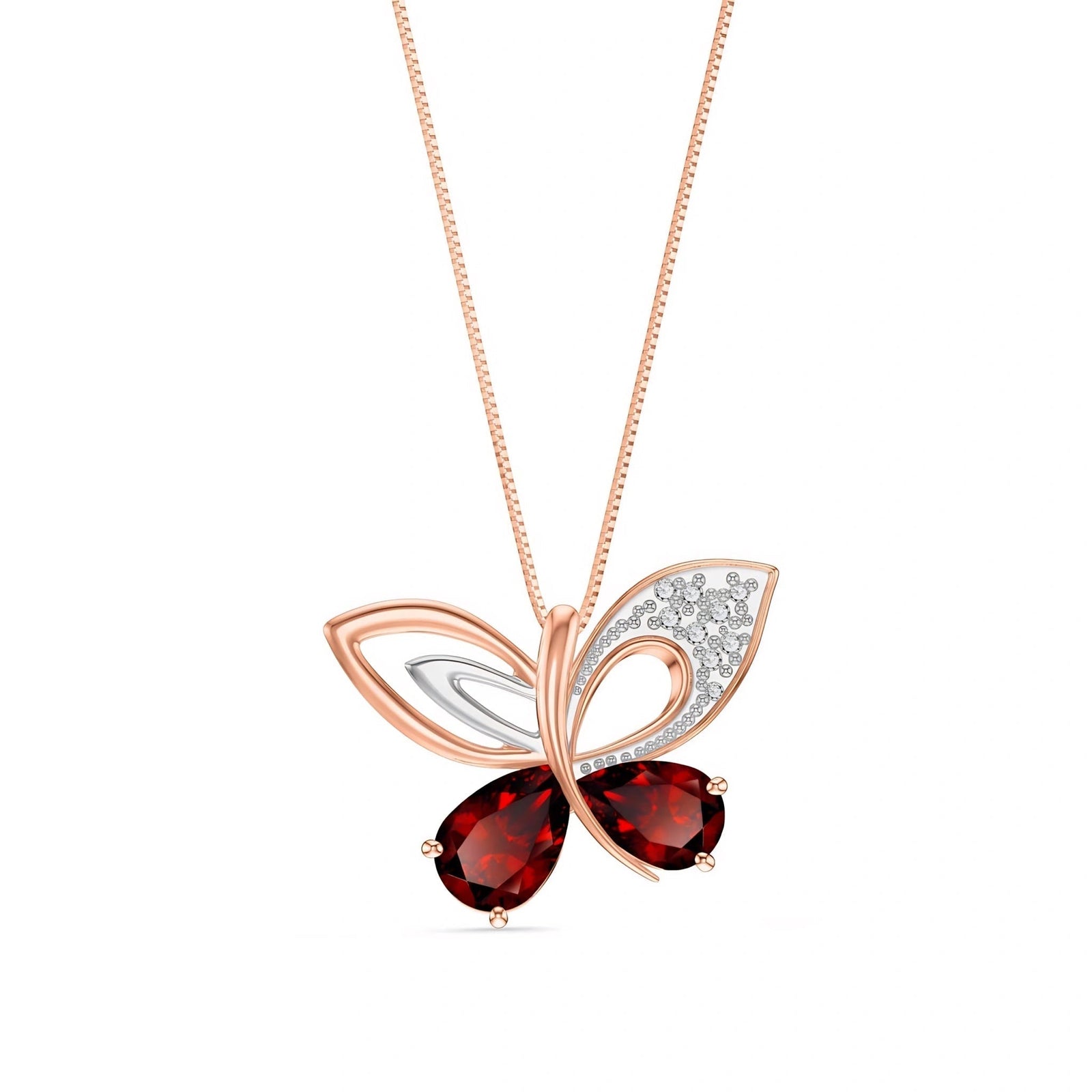 Rose Gold Classic Pendant Necklace Garnet 10K — Fedora