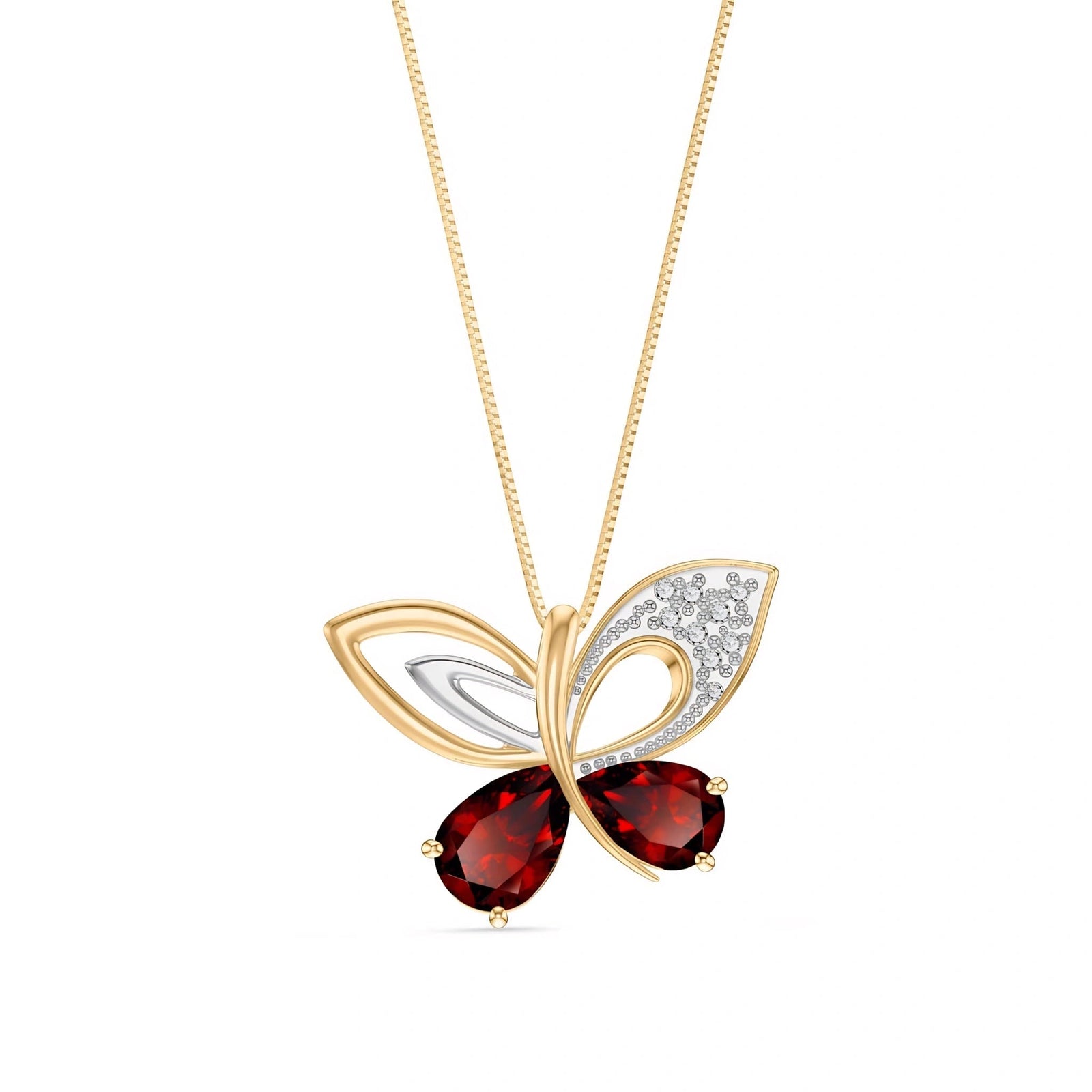 Yellow Gold Classic Pendant Necklace Garnet 10K — Fedora