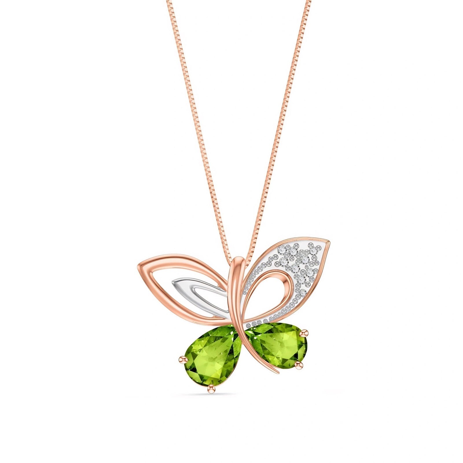 Rose Gold Classic Pendant Necklace Peridot 10K — Fedora