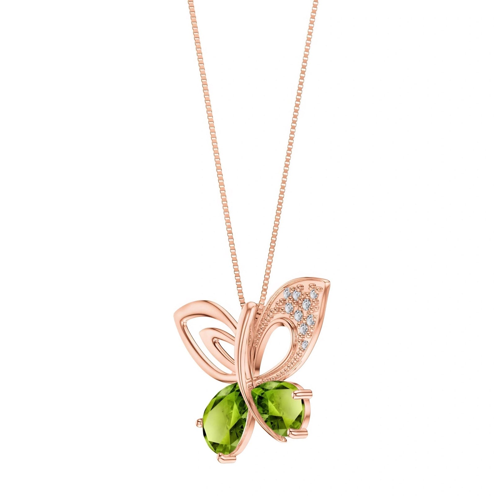 Rose Gold Classic Pendant Necklace Peridot 10K — Fedora