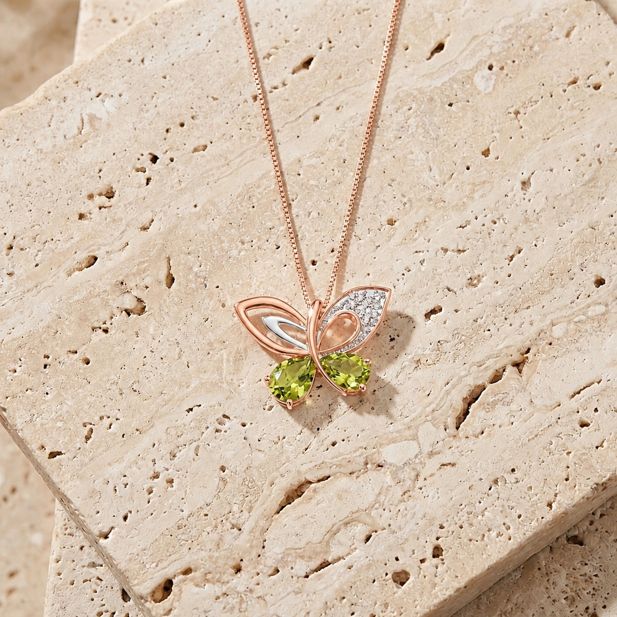 Rose Gold Classic Pendant Necklace Peridot 10K — Fedora