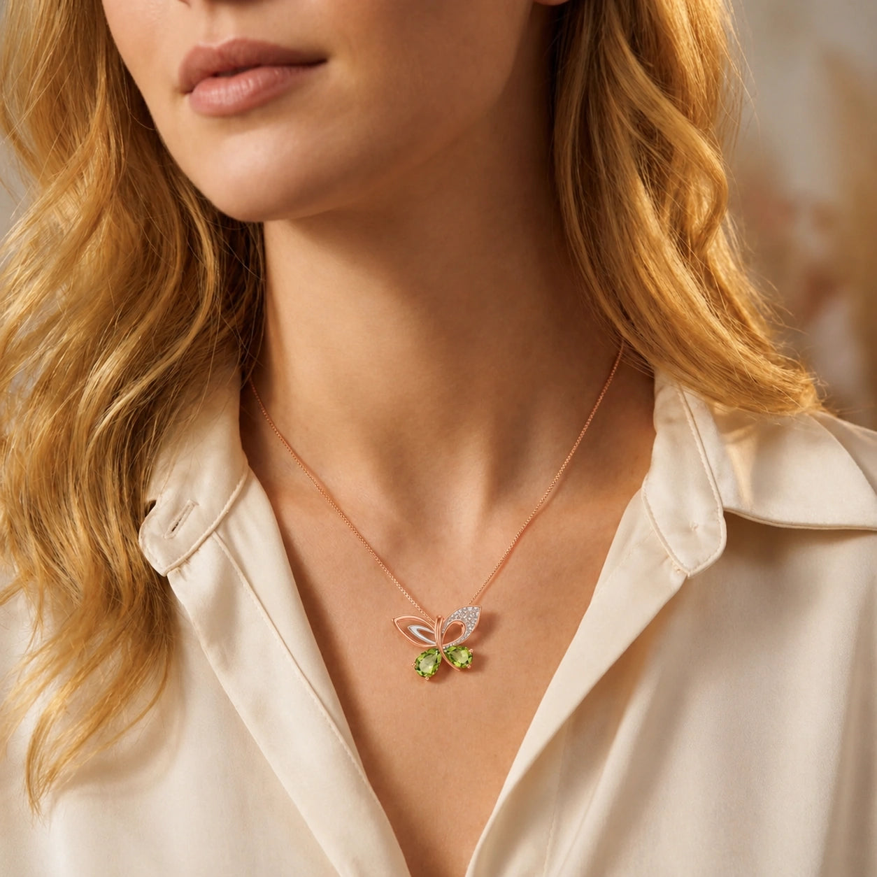 Rose Gold Classic Pendant Necklace Peridot 10K — Fedora