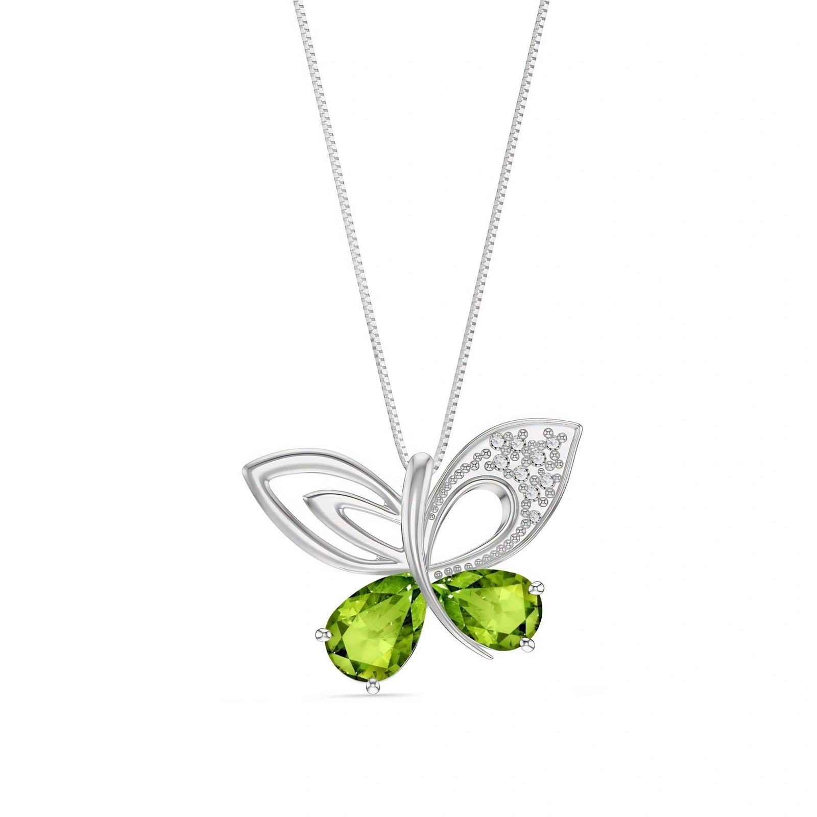 White Gold Classic Pendant Necklace Peridot 10K — Fedora