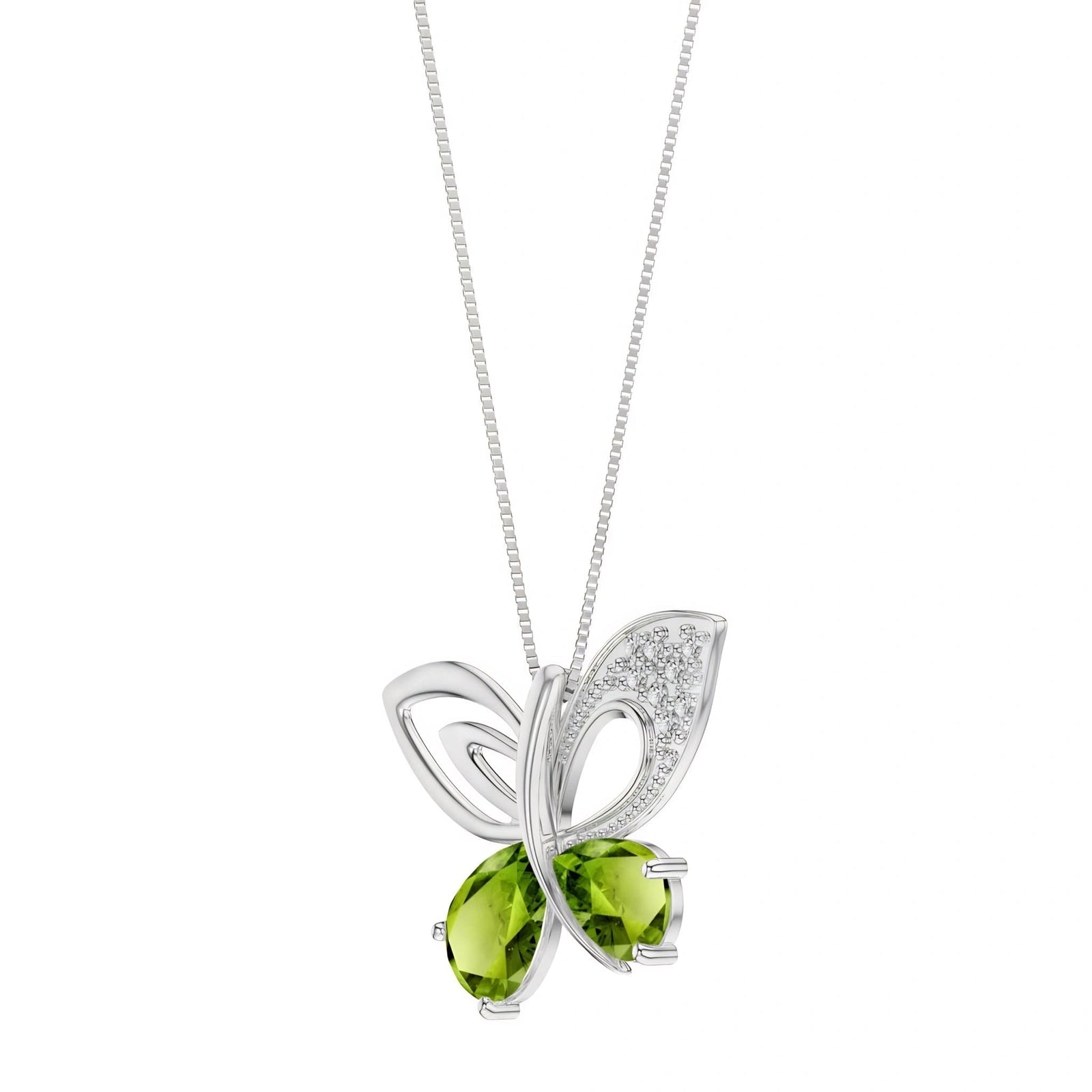 White Gold Classic Pendant Necklace Peridot 10K — Fedora