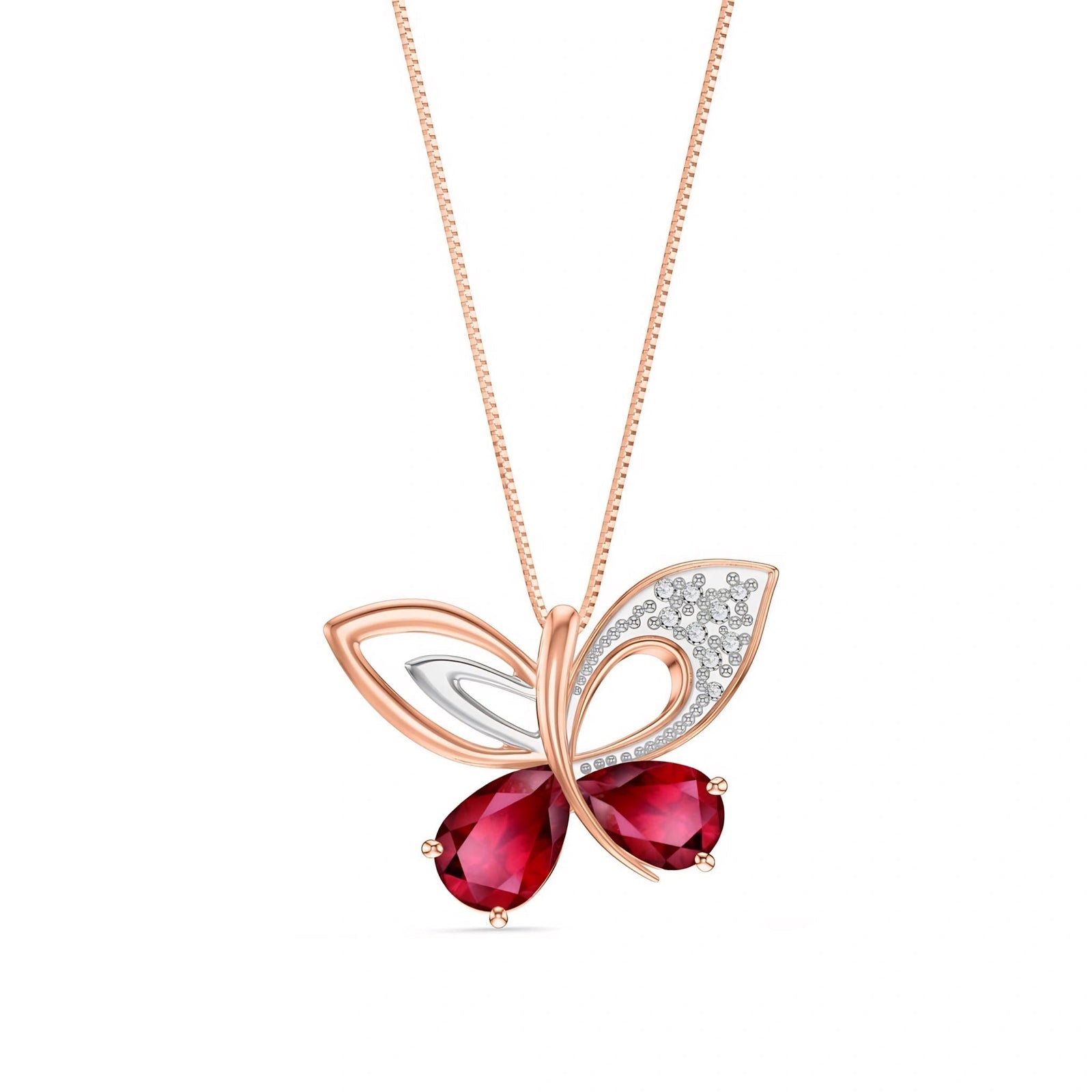 Rose Gold Classic Pendant Necklace Ruby 10K — Fedora