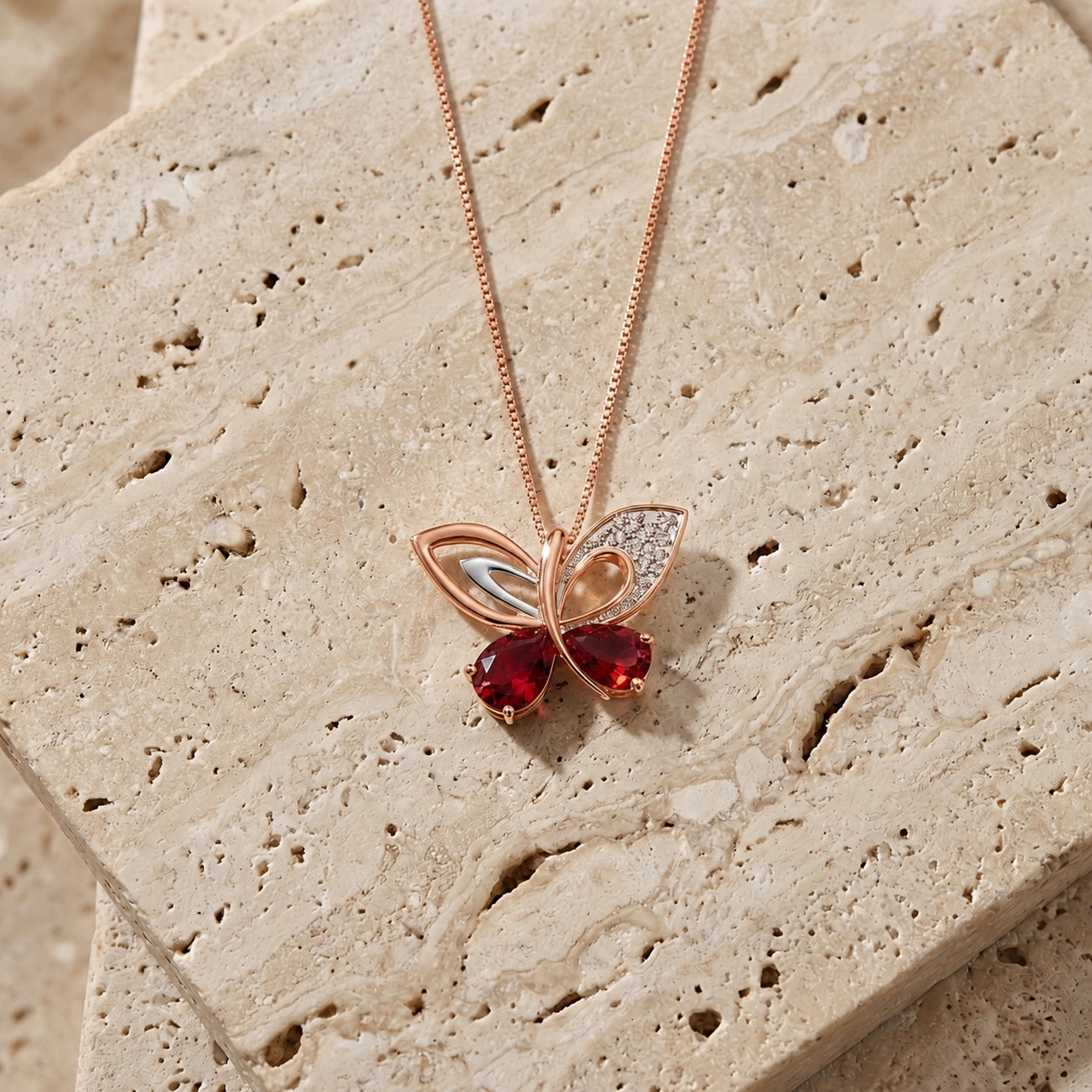 Rose Gold Classic Pendant Necklace Ruby 10K — Fedora