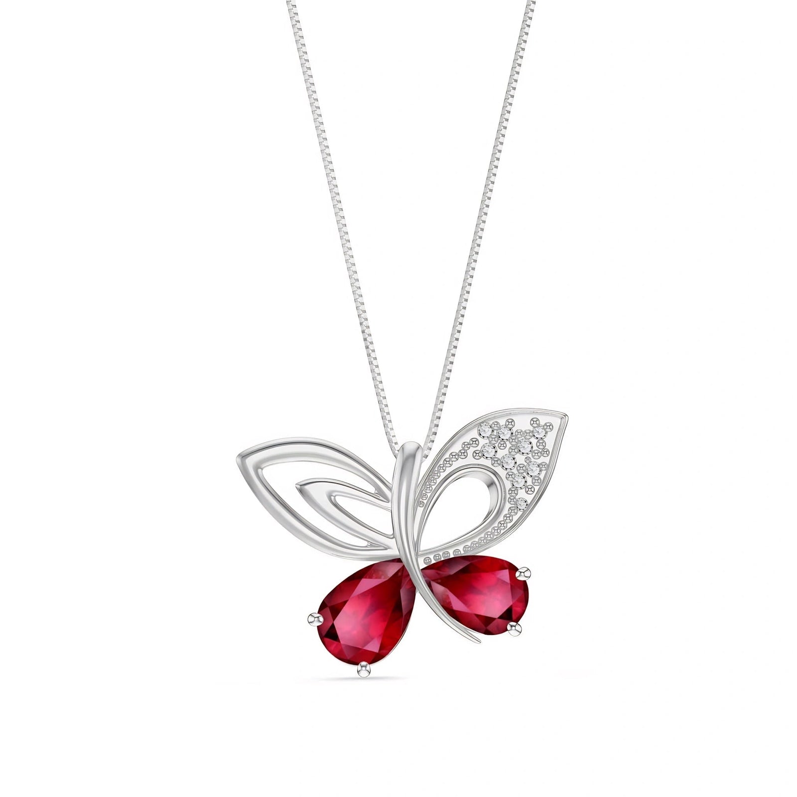 White Gold Classic Pendant Necklace Ruby 10K — Fedora