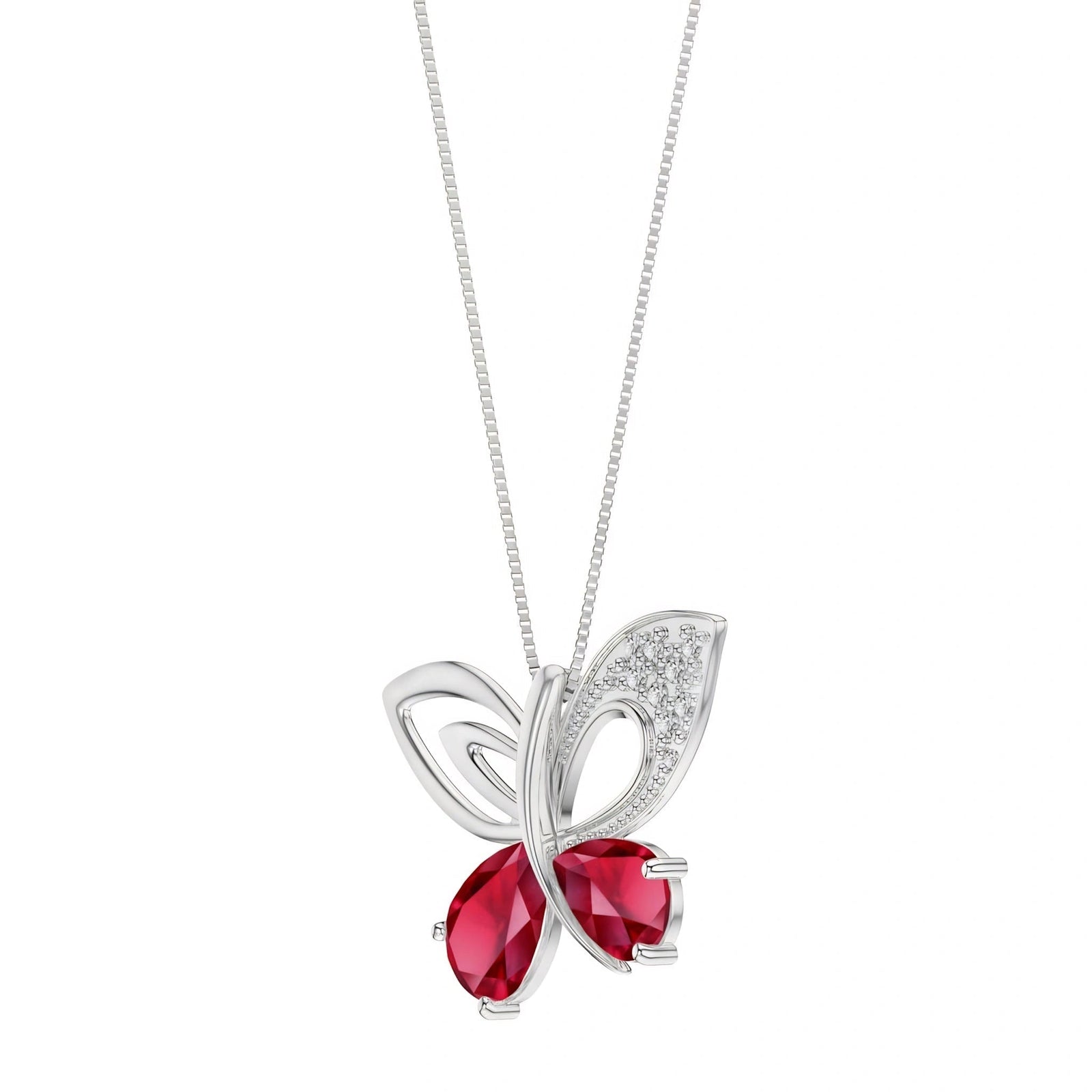 White Gold Classic Pendant Necklace Ruby 10K — Fedora