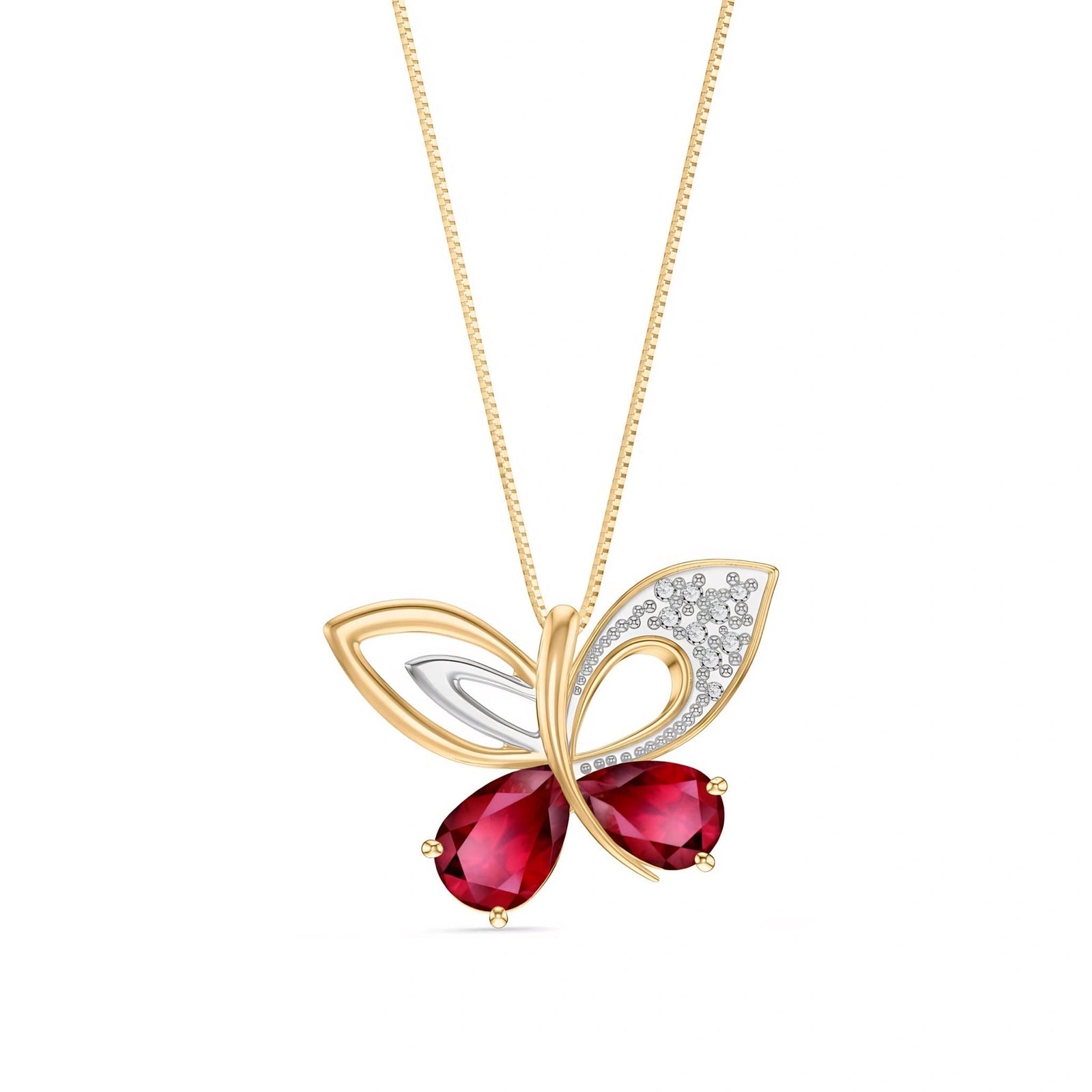 Yellow Gold Classic Pendant Necklace Ruby 10K — Fedora