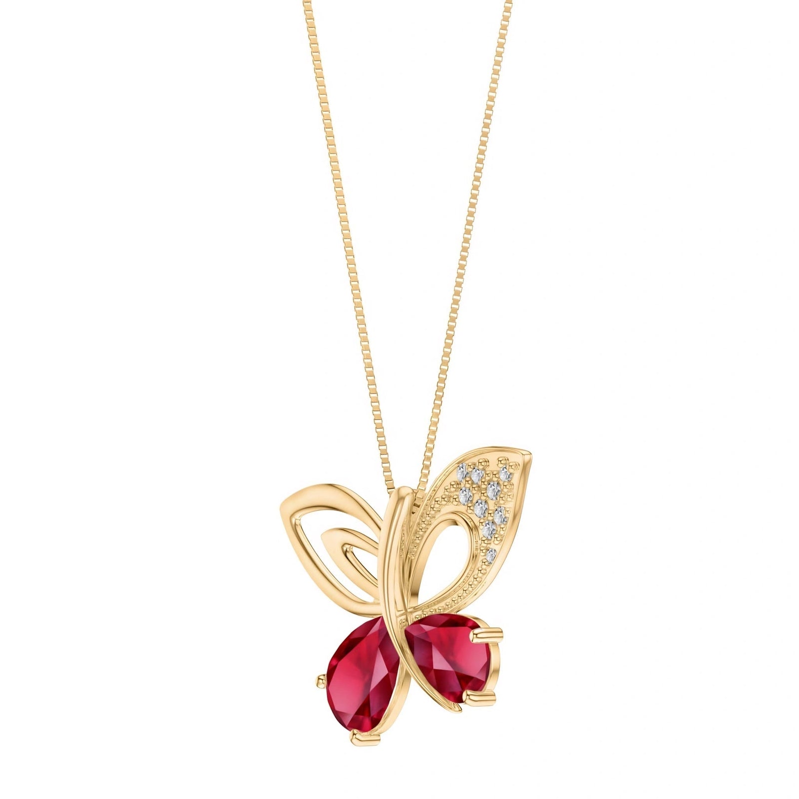 Yellow Gold Classic Pendant Necklace Ruby 10K — Fedora