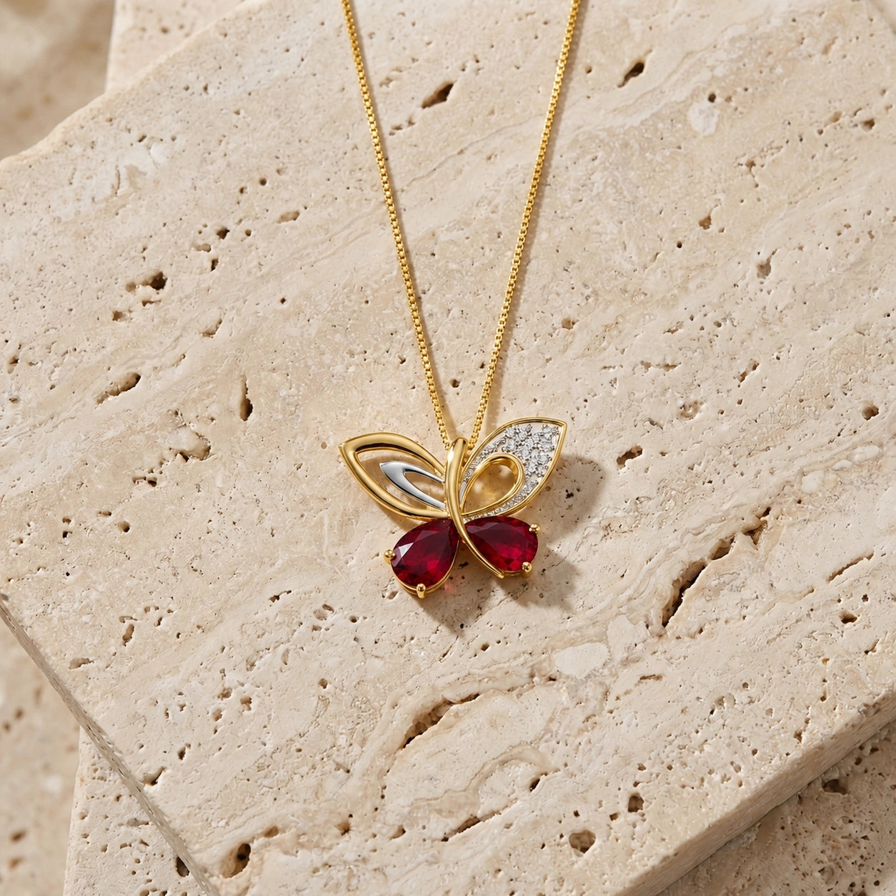 Yellow Gold Classic Pendant Necklace Ruby 10K — Fedora
