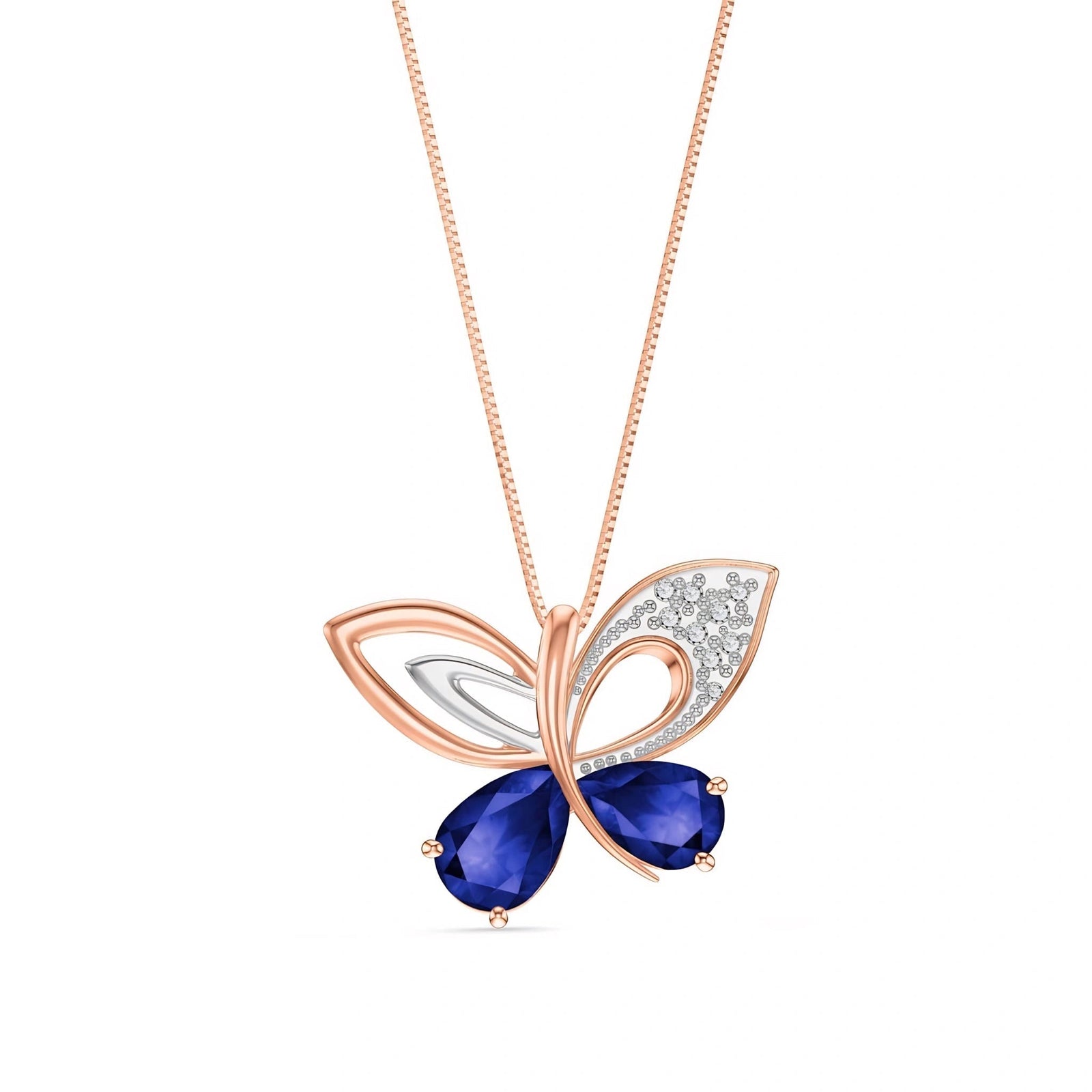 Rose Gold Classic Pendant Necklace Sapphire 10K — Fedora