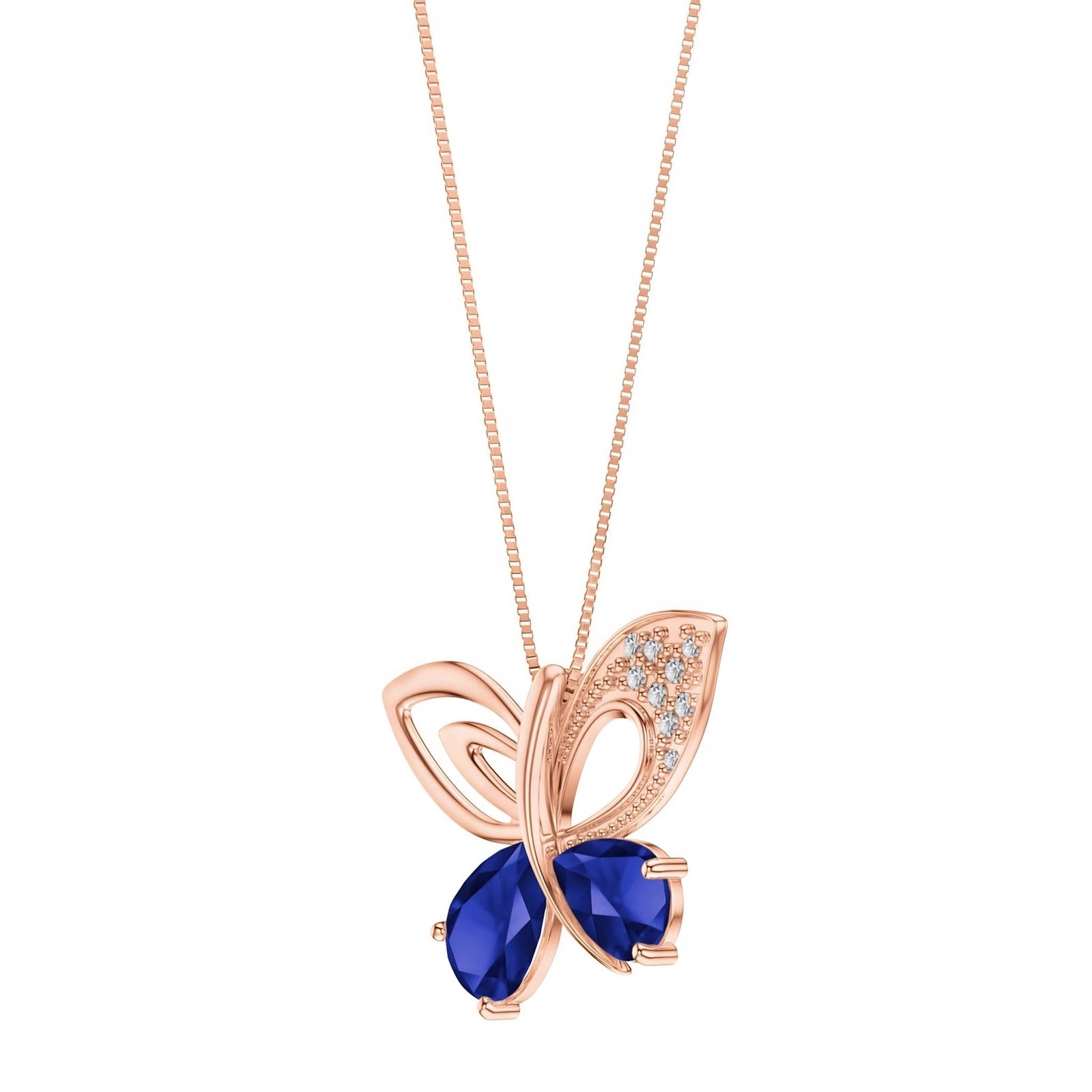 Rose Gold Classic Pendant Necklace Sapphire 10K — Fedora