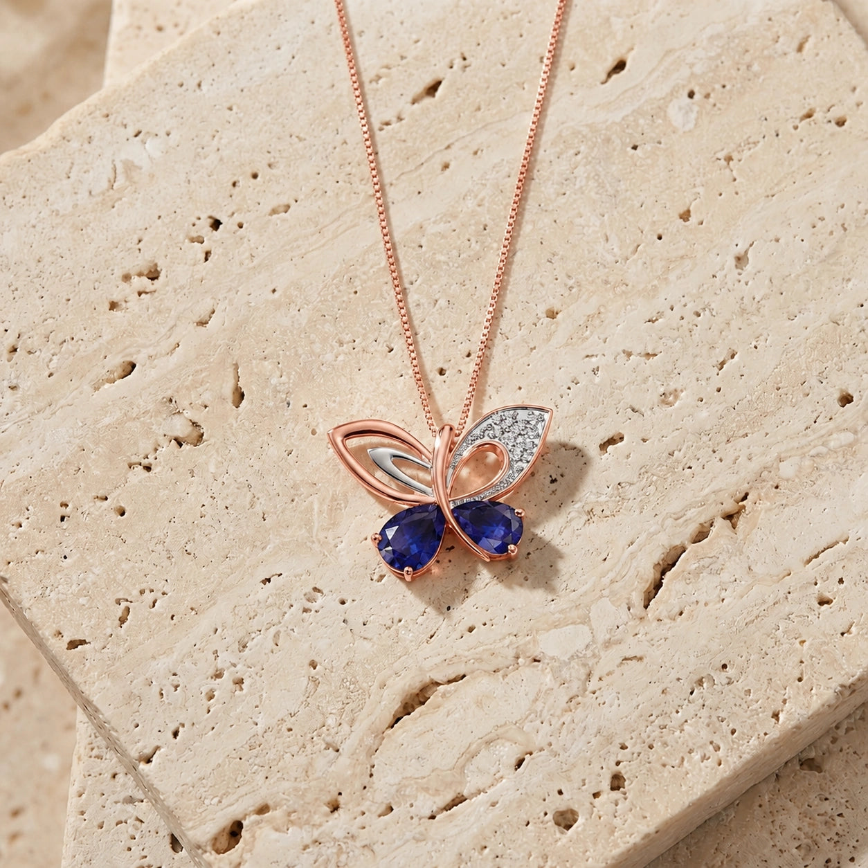 Rose Gold Classic Pendant Necklace Sapphire 10K — Fedora