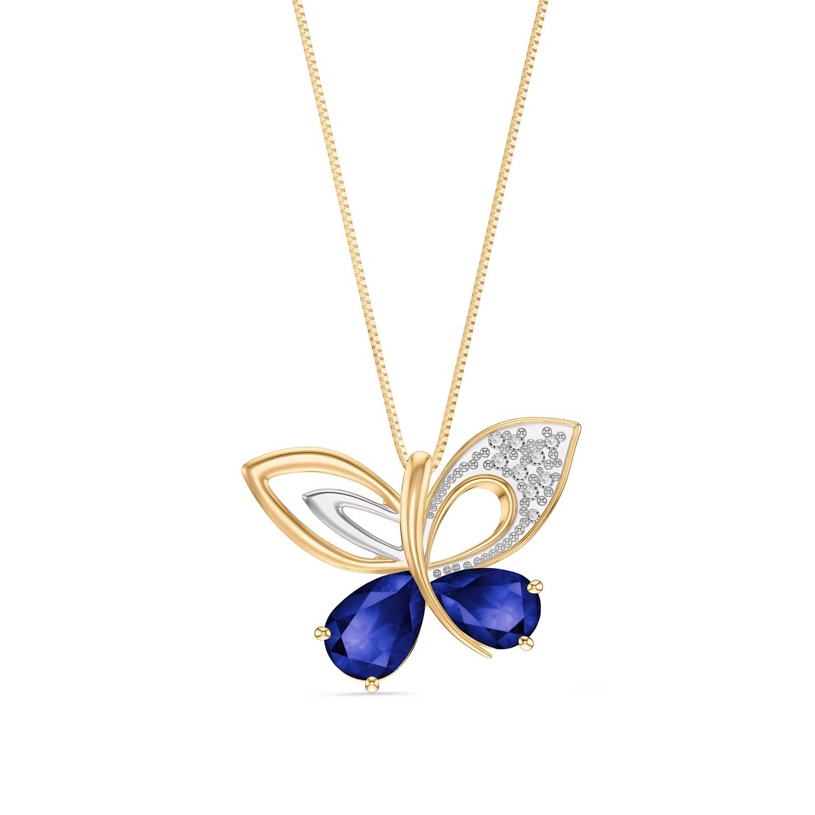 Yellow Gold Classic Pendant Necklace Sapphire 10K — Fedora